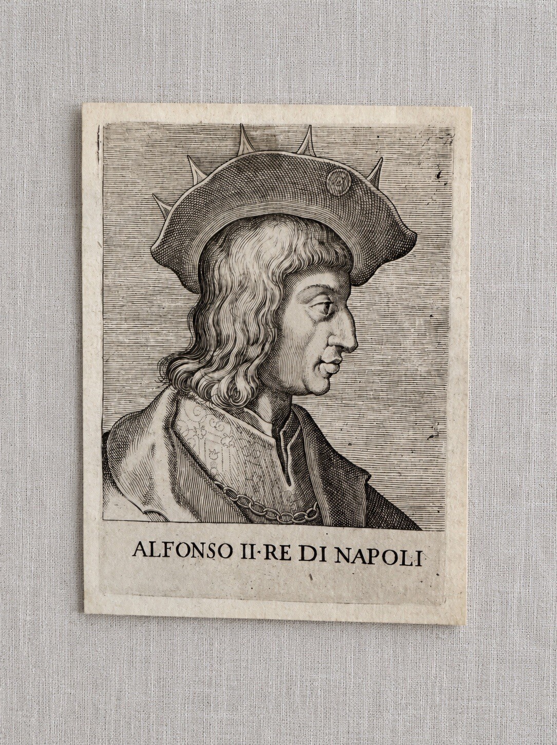 Italian 17thC Copper Engraving Alfonso II King of Naples Antique Nobility Italian 17thC Copper Engraving Alfonso II King of Naples Antique Nobility