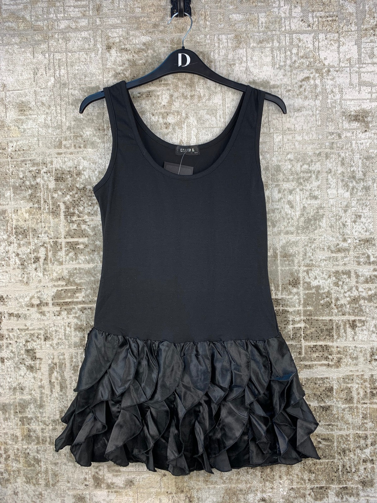 Y2K Vintage Black Mini Dress Women\'s Retro 2000s Ballerina Streetwear S Size Pop