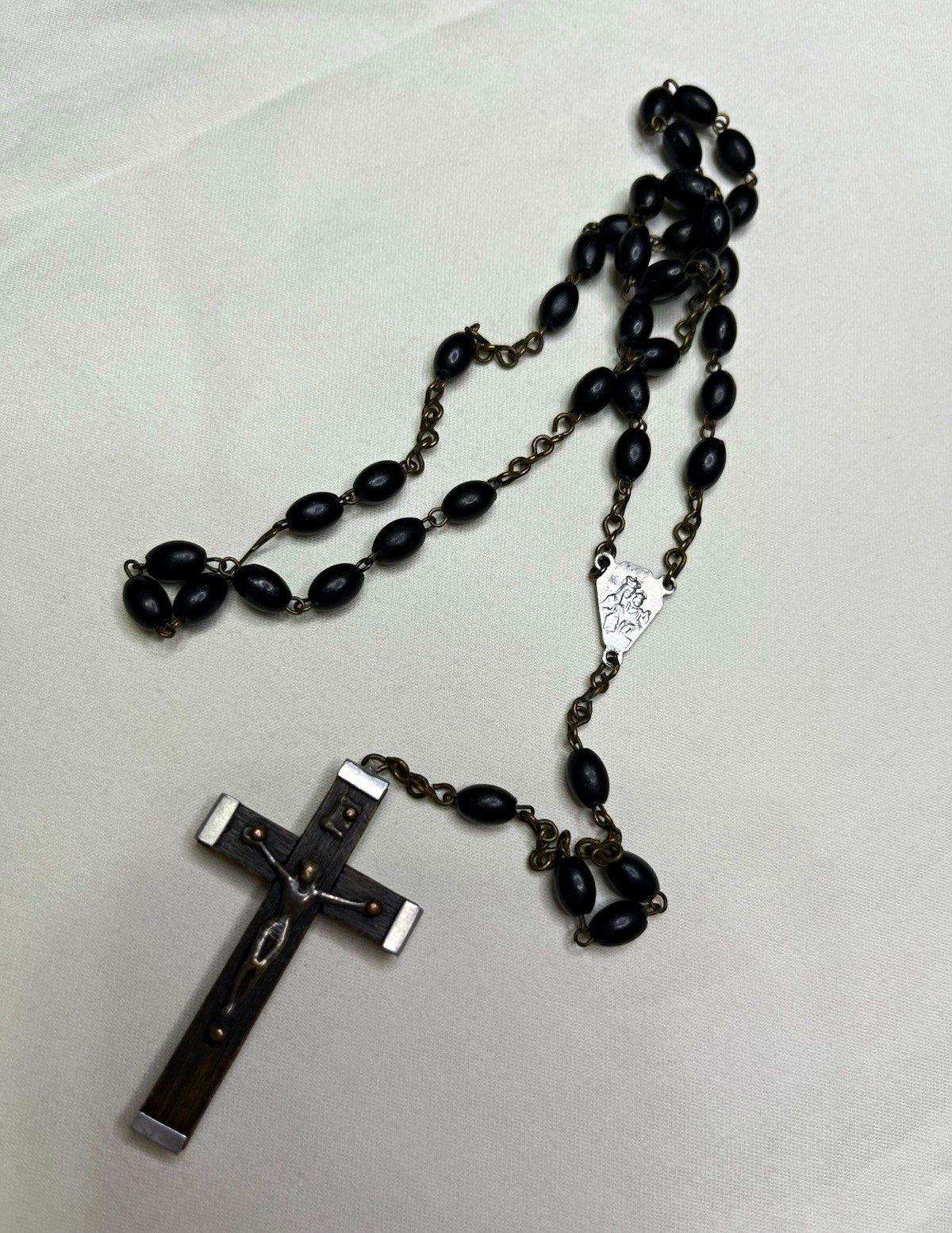 Vintage Italian Catholic Rosary Black Beads Wood Crucifix Italy Vintage Italian Catholic Rosary Black Beads Wood Crucifix Italy