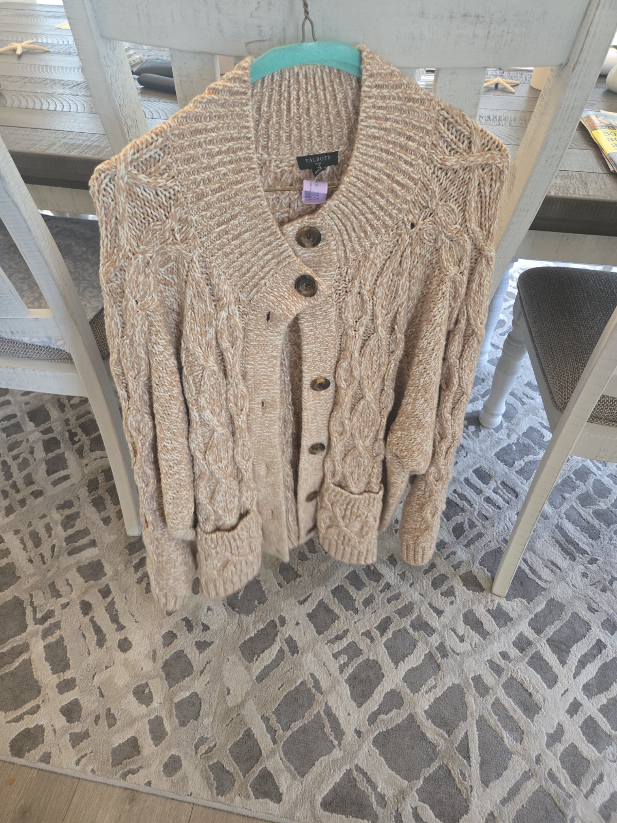 Talbots Women\'s Cable Knit Tan Sweater 3XL