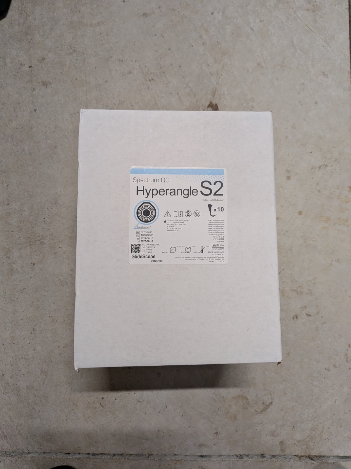 Verathon GlideScope Spectrum QC QuickConnect, Hyperangle S2 - pack x10 Verathon GlideScope Spectrum QC QuickConnect, Hyperangle S2 - pack x10
