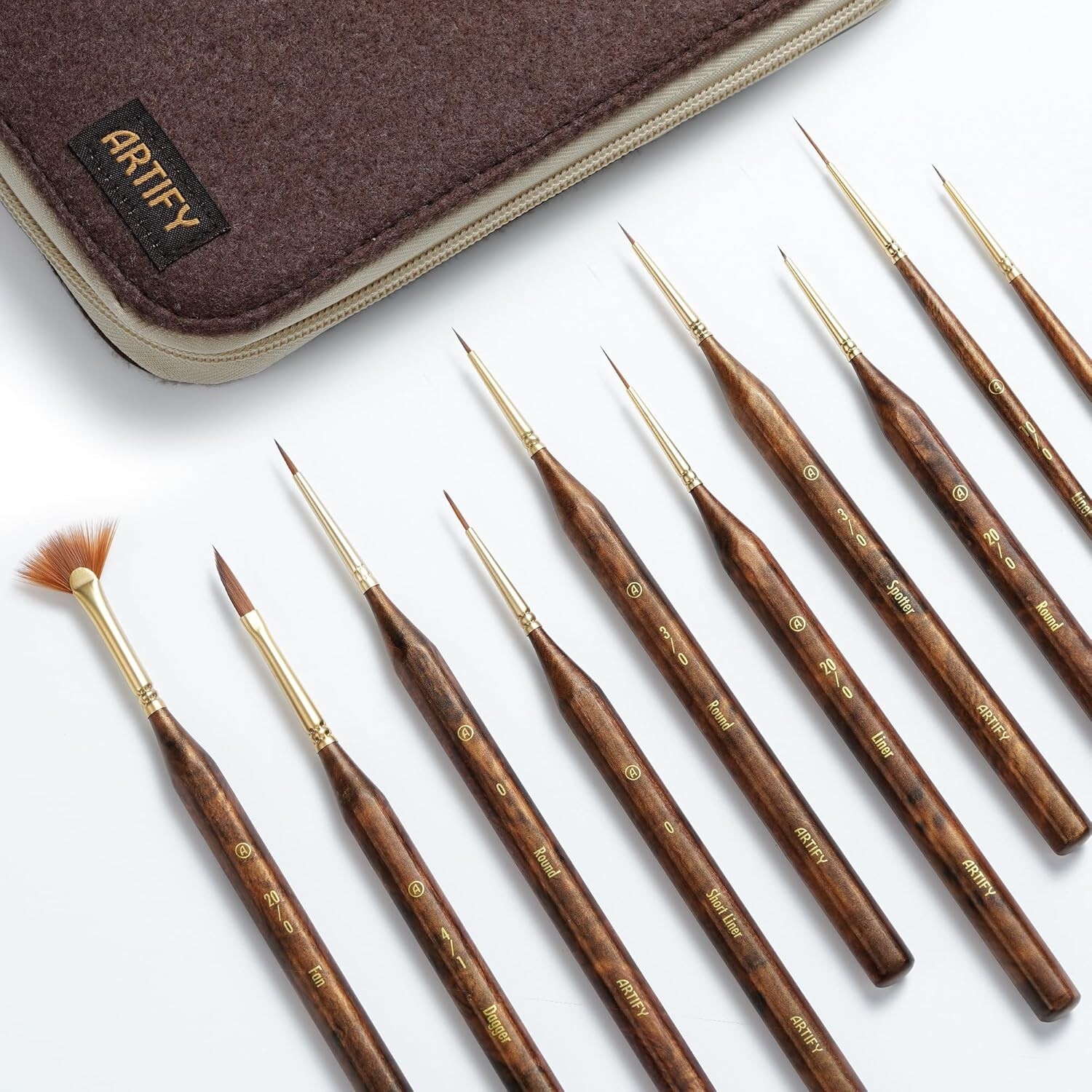 10 Pcs Miniature Detail Paint Brush Set Fine Tip Nylon Model Art ARTIFY