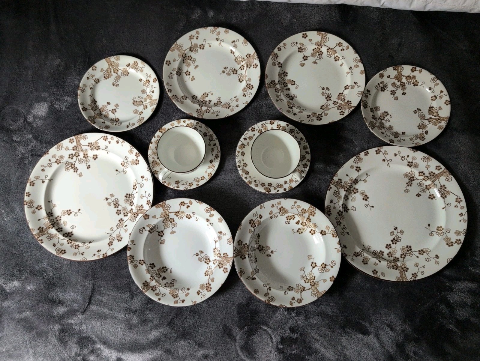 Vintage Dinnerware Rorstrand Japonica, 2-Piece Sets, 12 Items, Cherry Blossoms