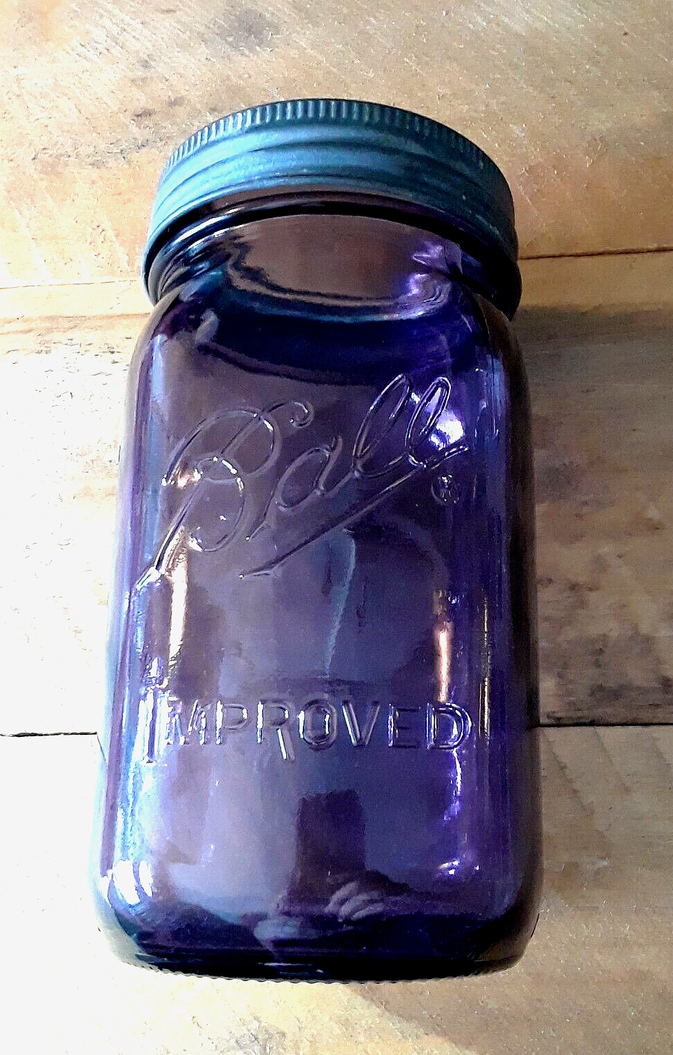 Antique Zinc Ring BALL Quart PURPLE Mason Jar WIDE MOUTH ~ Glass Lid Antique Zinc Ring BALL Quart PURPLE Mason Jar WIDE MOUTH ~ Glass Lid