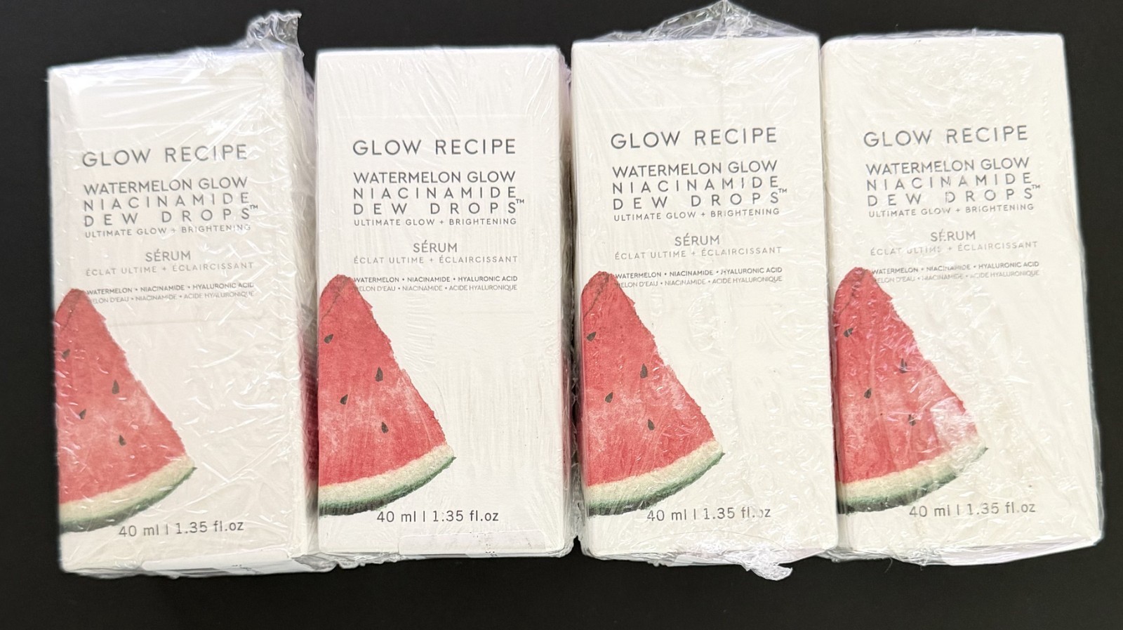 FOUR Glow Recipe Watermelon Glow Niacinamide Dew Drops - 1.35 Fl. Oz. $140 value FOUR Glow Recipe Watermelon Glow Niacinamide Dew Drops - 1.35 Fl. Oz. $140 value