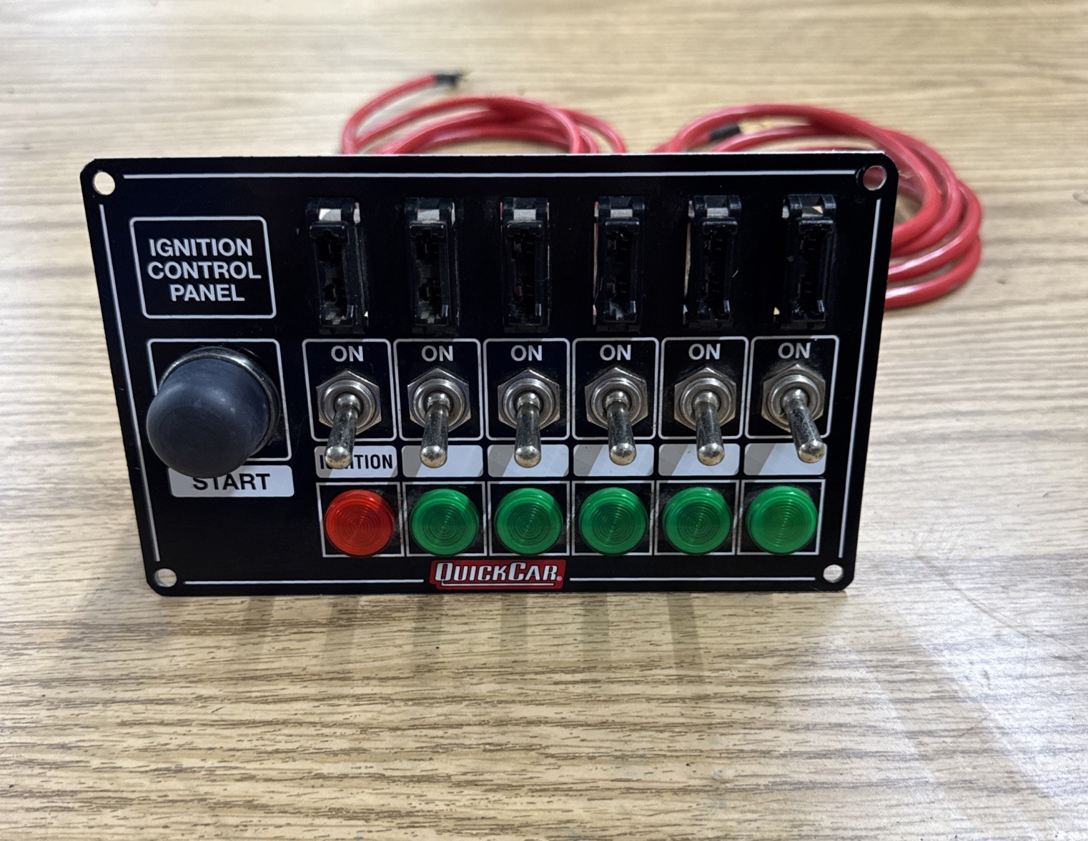 QuickCar Fused Ignition Control Panel Black 6 Toggles/ 1 Push Button/ 6 Lights QuickCar Fused Ignition Control Panel Black 6 Toggles/ 1 Push Button/ 6 Lights