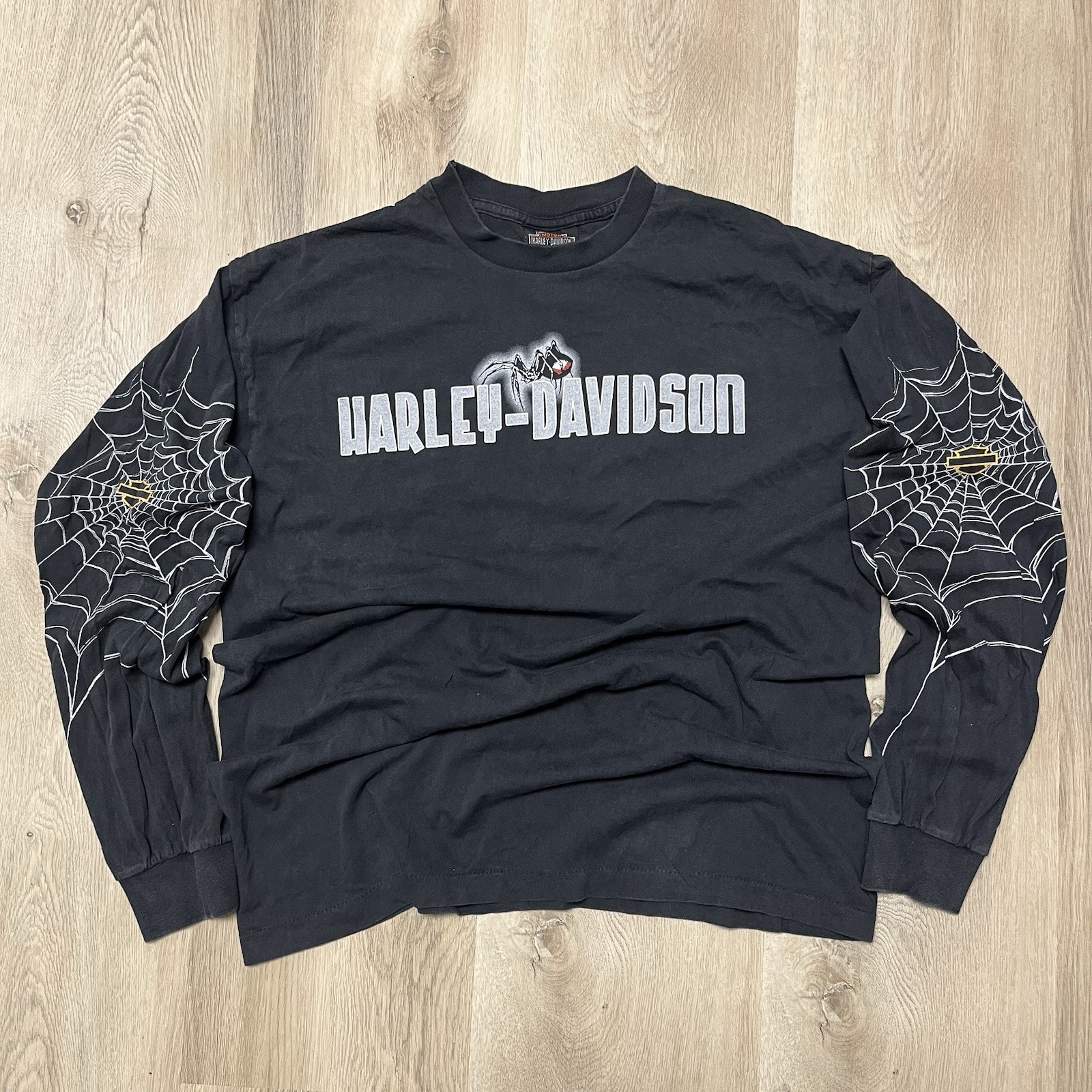Rare Grail Harley-Davidson XL Long Sleeve Black Shirt Biker Motorcycle Vintage