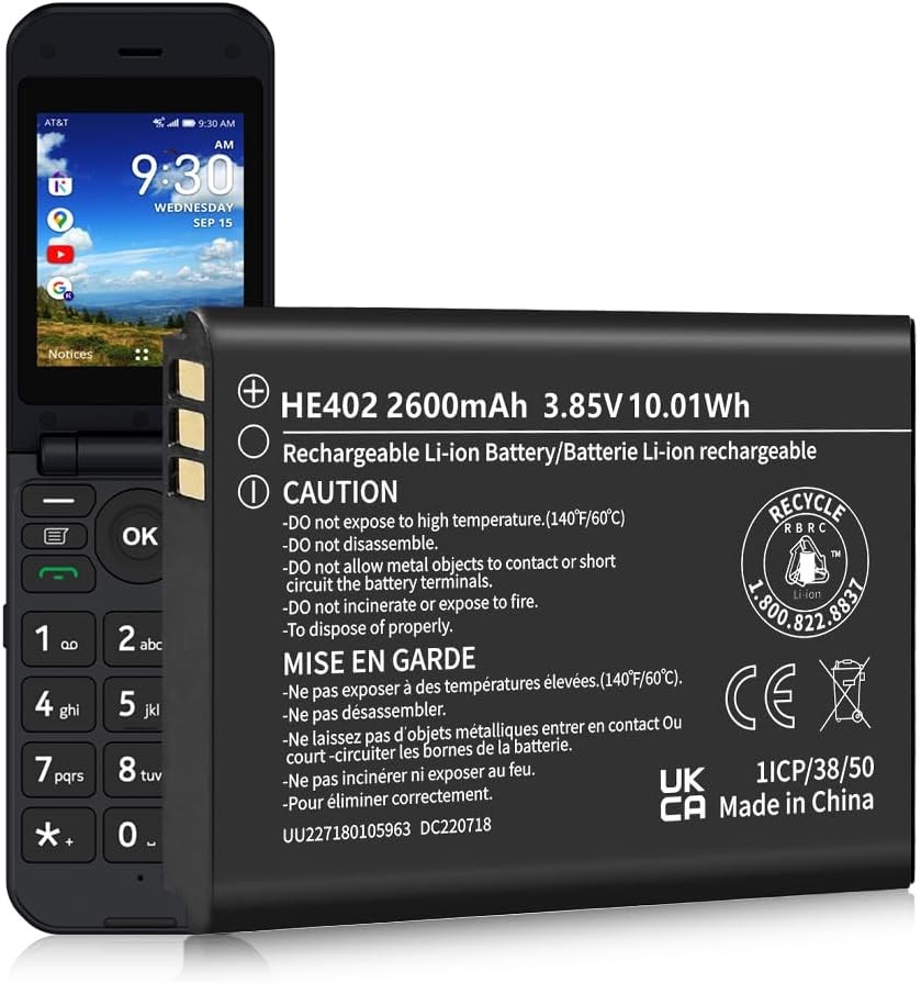 2600mAh HE402 Battery for Nokia 2780 Flip AT T