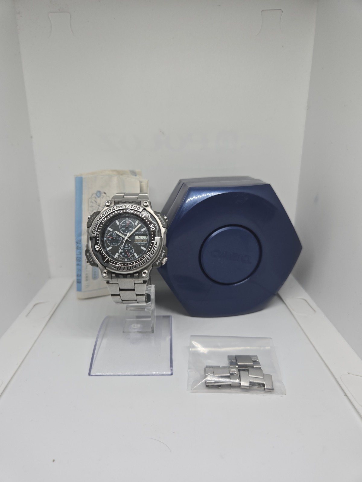 Vintage Casio DURO 200 DRO-212 Ana-Digi Chronograph Watch New Battery Box