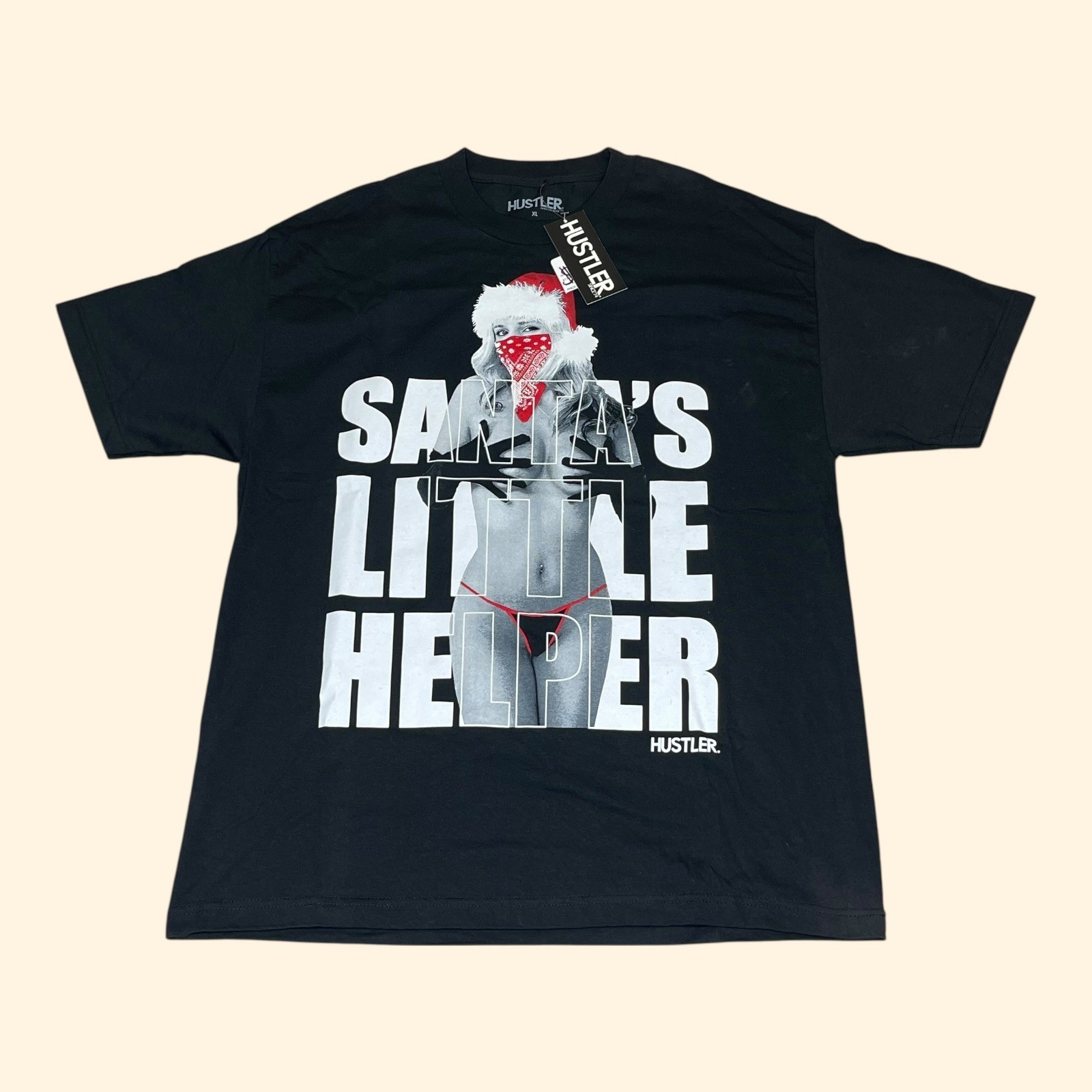 NEW Vintage Y2K Hustler Mens Santas Little Helper Bikini Girl Graphic T-Shirt XL