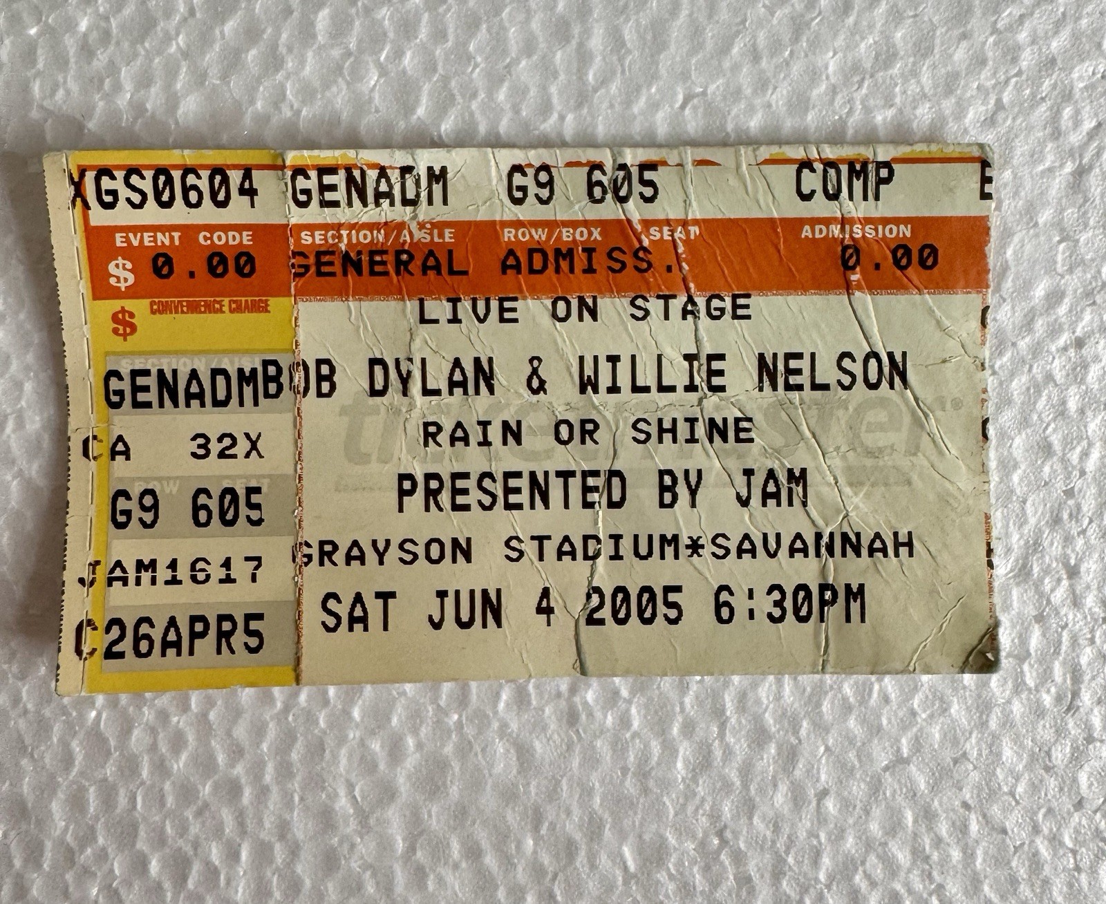 Bob Dylan Willie Nelson Vintage June 4 2005 Concert Ticket Stub Savannah GA Bob Dylan Willie Nelson Vintage June 4 2005 Concert Ticket Stub Savannah GA