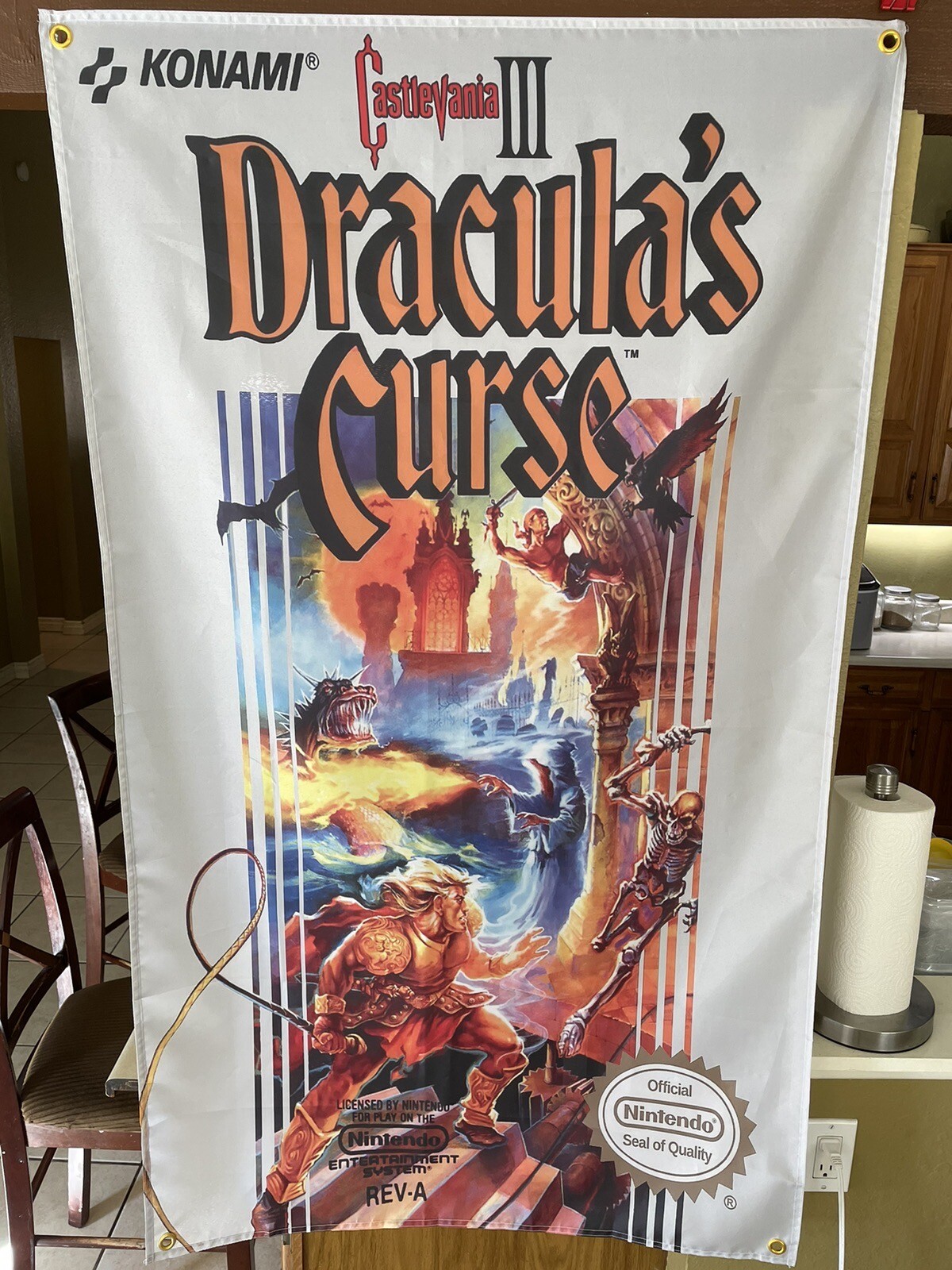 CASTLEVANIA III Dracula's Curse Nintendo NES Boxart 5' Simon Belmont Flag Poster