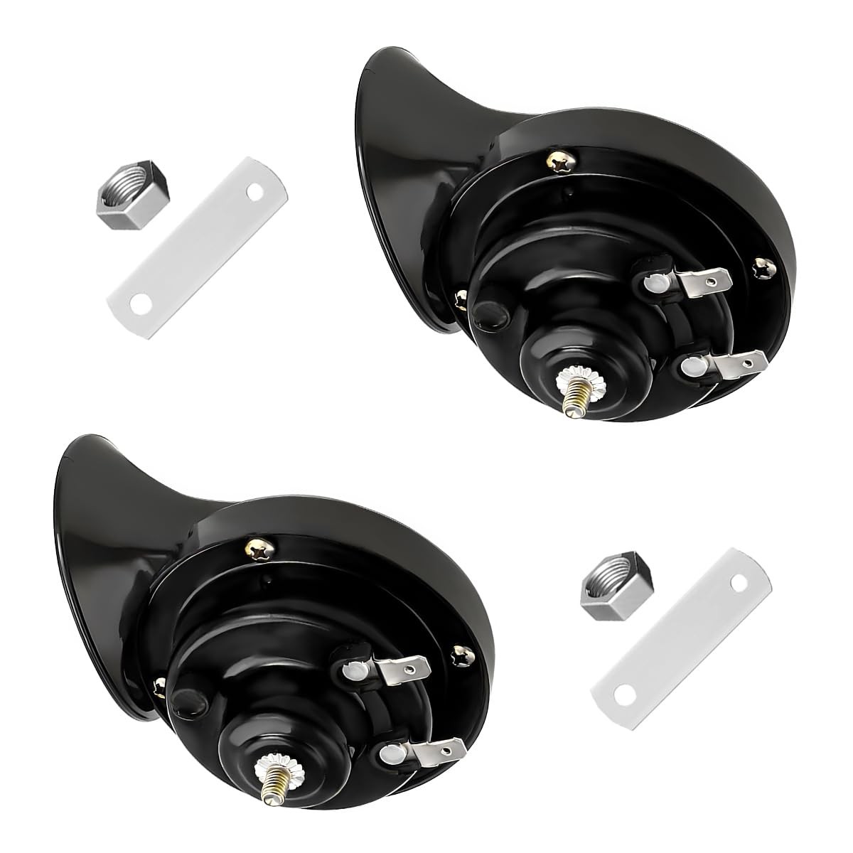 NYTKL 2 PCS Super Loud Train Horns 12V Waterproof Snail Raging Sound Replacement NYTKL 2 PCS Super Loud Train Horns 12V Waterproof Snail Raging Sound Replacement
