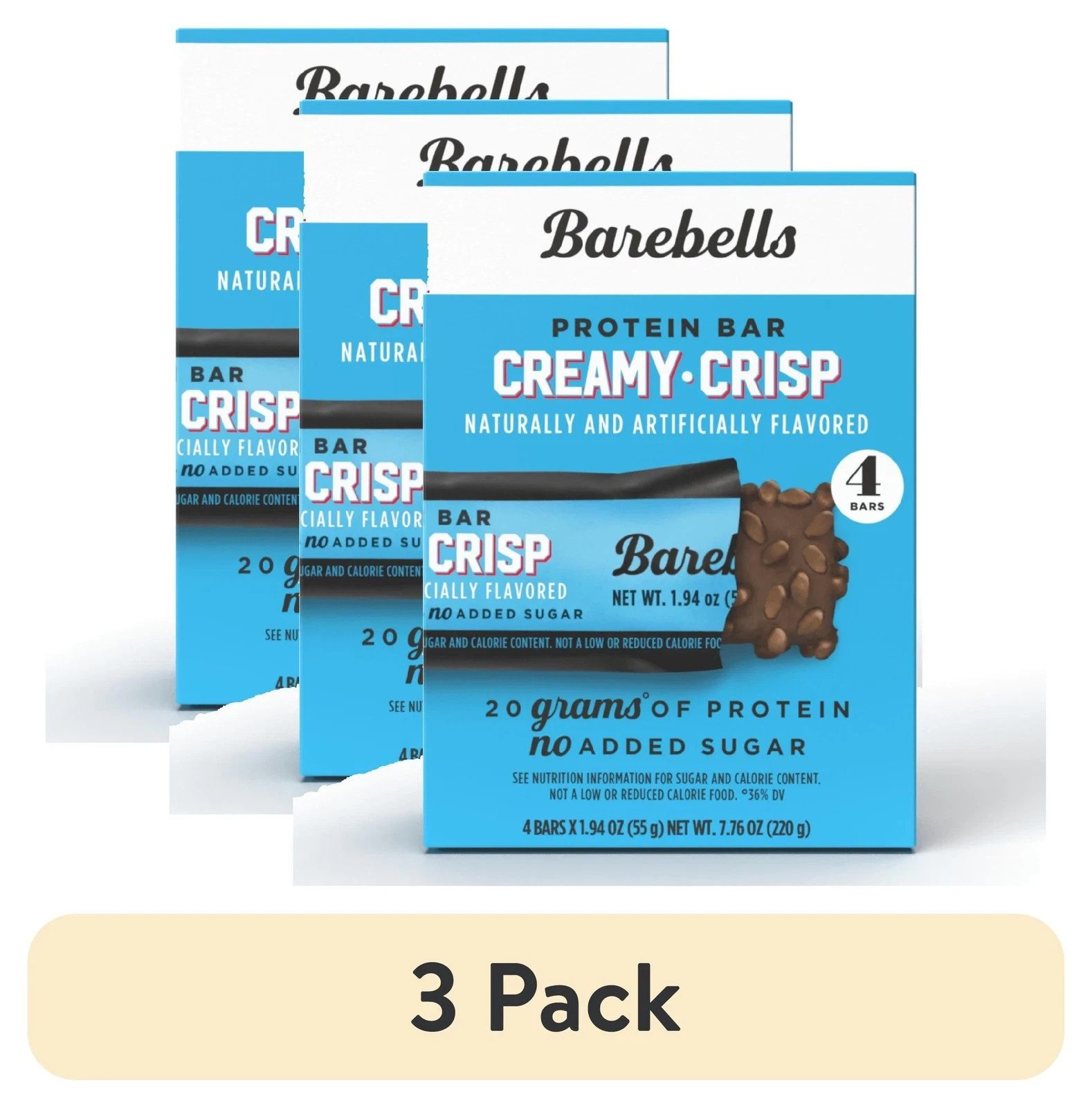(3 pack) Barebells Protein Bars, Creamy Crisp, 20g High Protein, 1.9oz, 4 Count (3 pack) Barebells Protein Bars, Creamy Crisp, 20g High Protein, 1.9oz, 4 Count