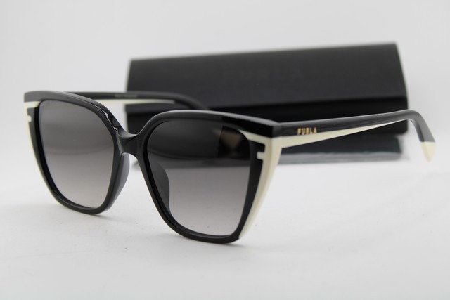 NEW FURLA SFU782 COL.0700 BLACK WHITE GOLD GRADIENT AUTHENTIC SUNGLASSES 55-16