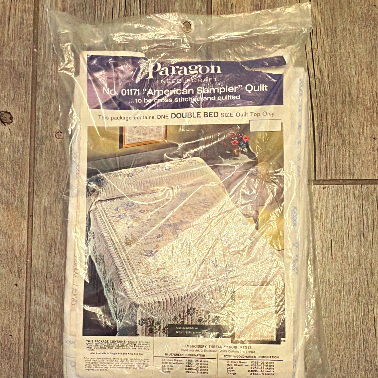 Vintage Paragon 01171 American Sampler Stamped Cross Stitch Double Quilt Top New Vintage Paragon 01171 American Sampler Stamped Cross Stitch Double Quilt Top New