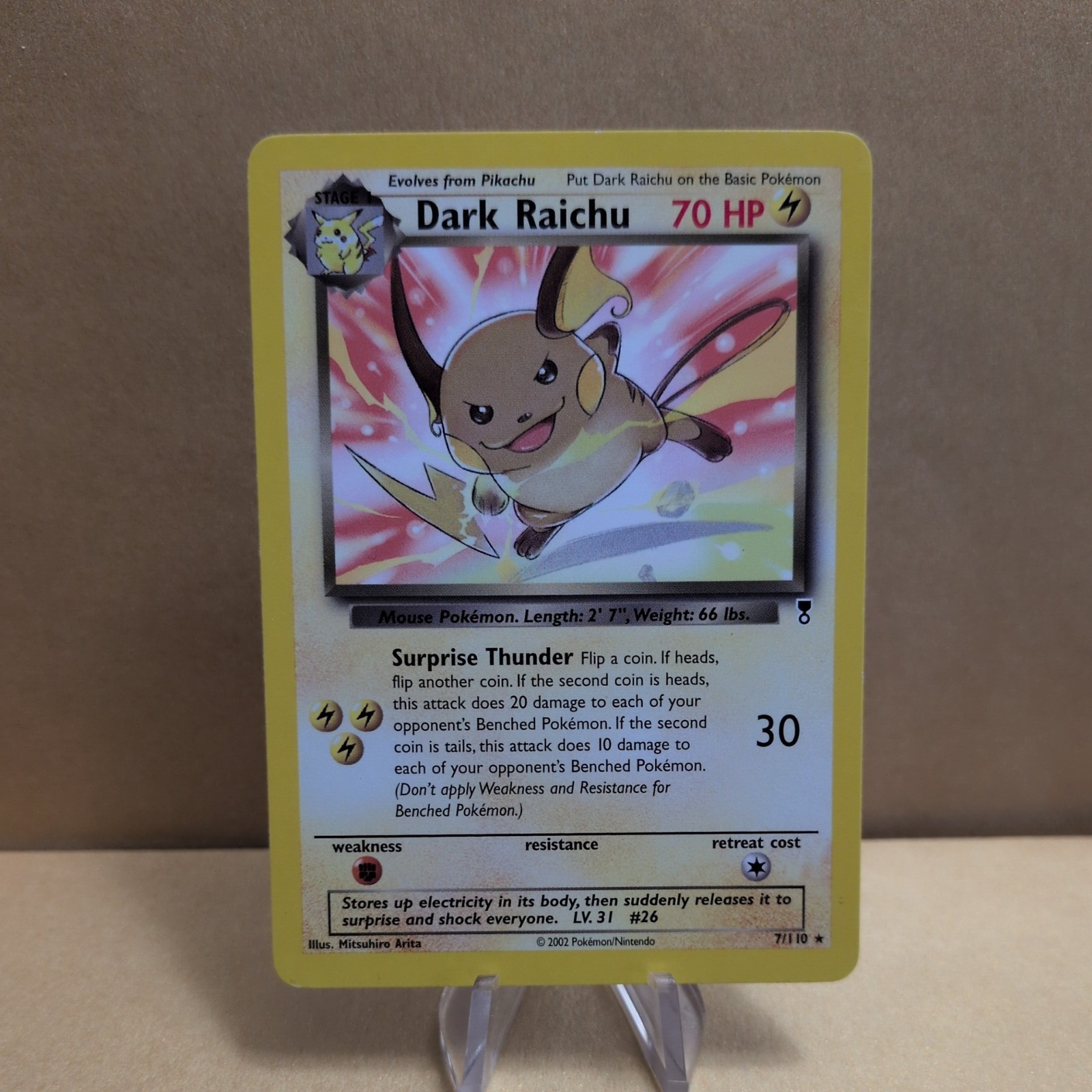 2002 Pokémon Dark Raichu 7/110 Legendary Collection Rare Non Holo LP