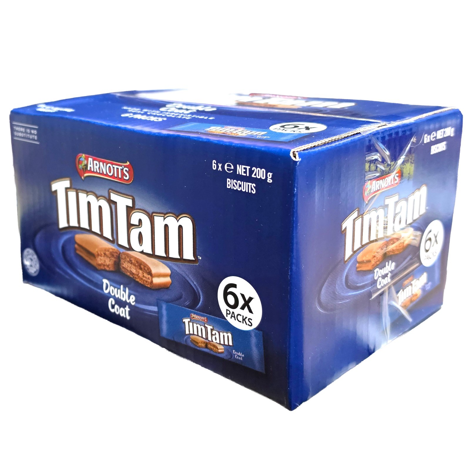6x 200g Arnott's Tim Tam Double Coat Value Family Pack Malted Chocolate Biscuits