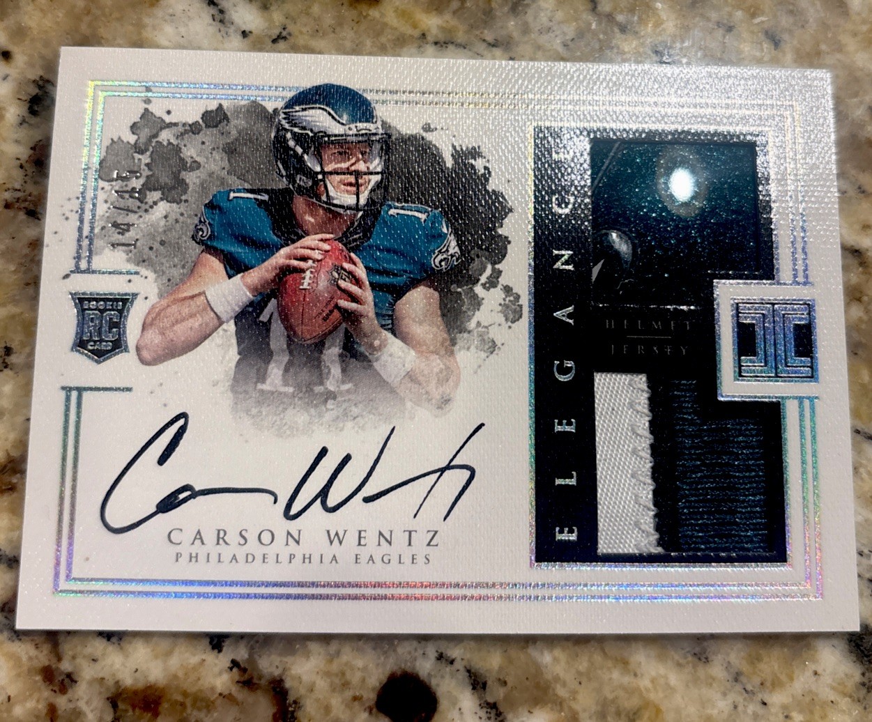 2016 Panini Impeccable Carson Wentz Helmet 3 color Patch True RPA /15 SSP 🔥