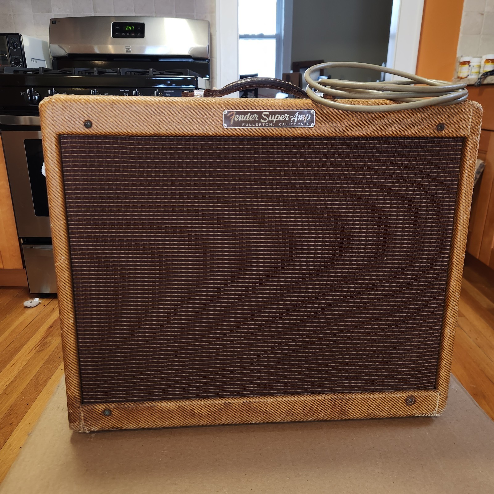 1958 FENDER 5F4 TWEED NARROW PANEL SUPER  HK 100% ORIGINAL W COVER. MR. CLEAN 