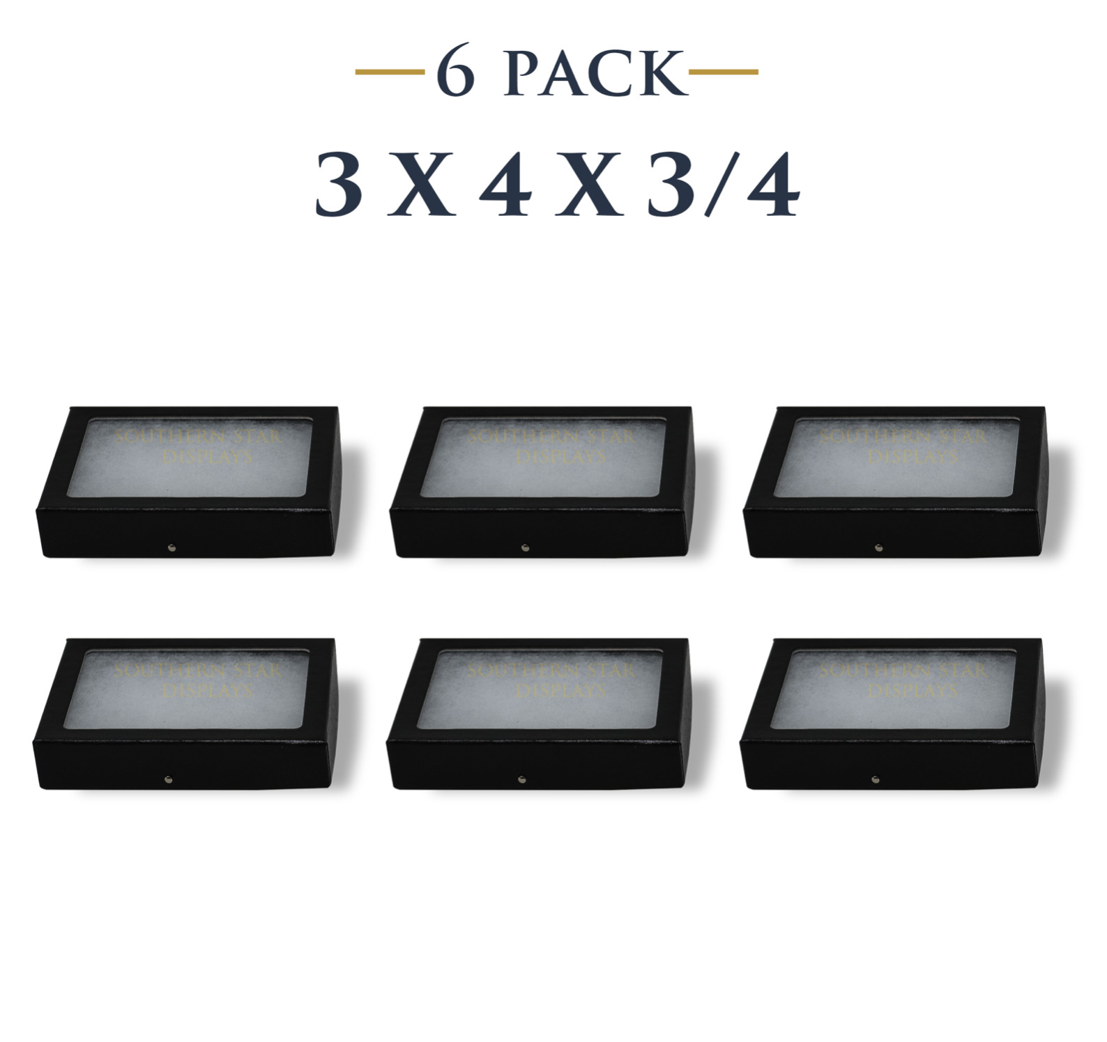 6 Pack of 3 x 4 x 3/4 Riker Display Cases Boxes for Collectibles Jewelry & More 