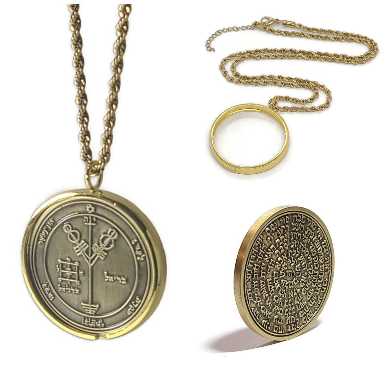 Fourth Pentacle of Jupiter 72 names of God 1FitAll King Solomon Coin Necklace