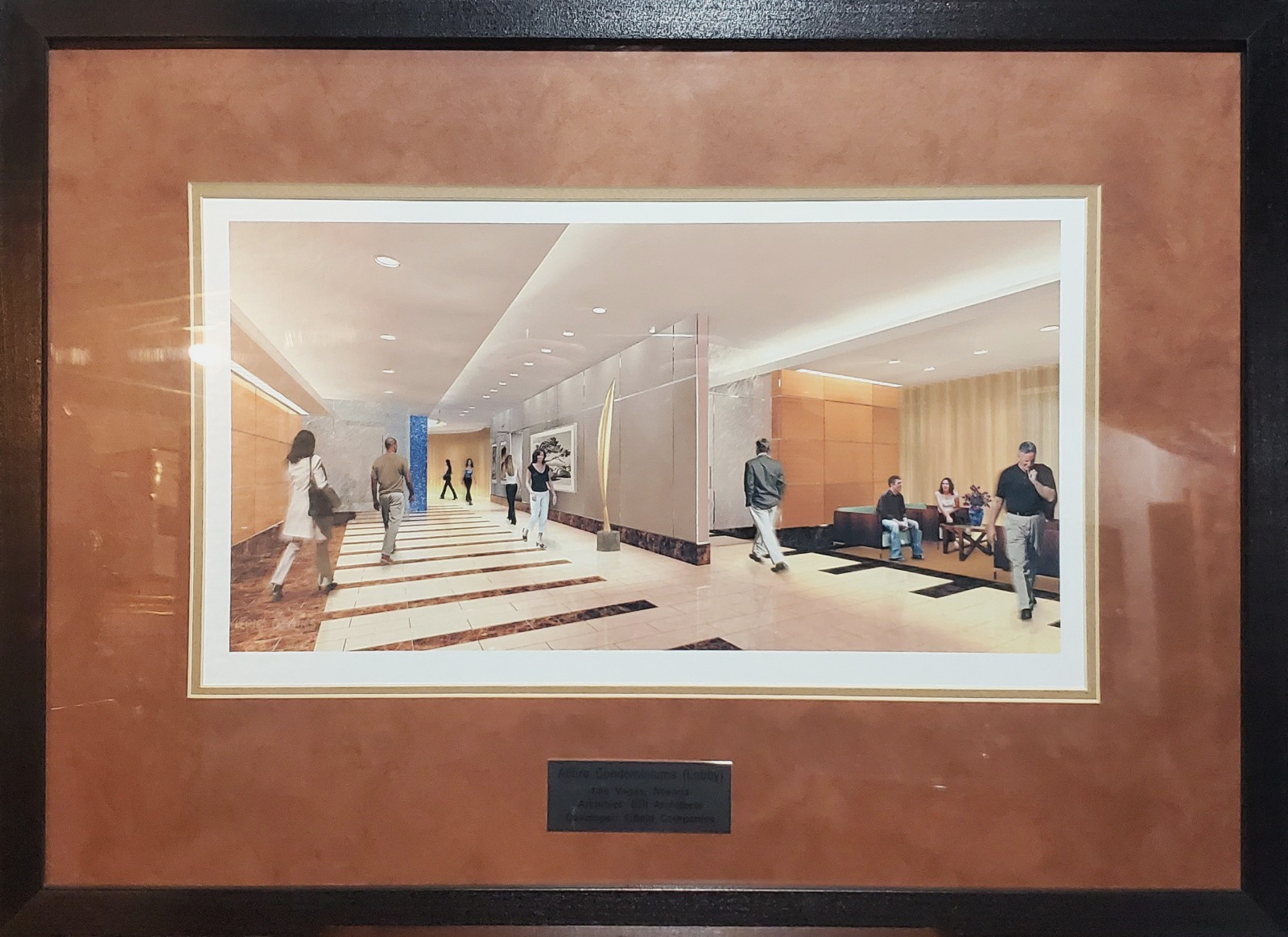 LIMINAL SPACE ART Allure Las Vegas Lobby Architectural Rendering Framed 2000s