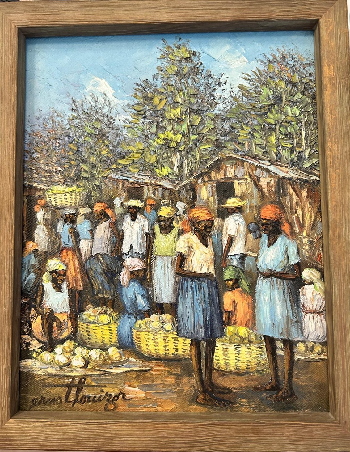 Vintage Haitian Painting by Ernst Louizor  8x10 signed & framed