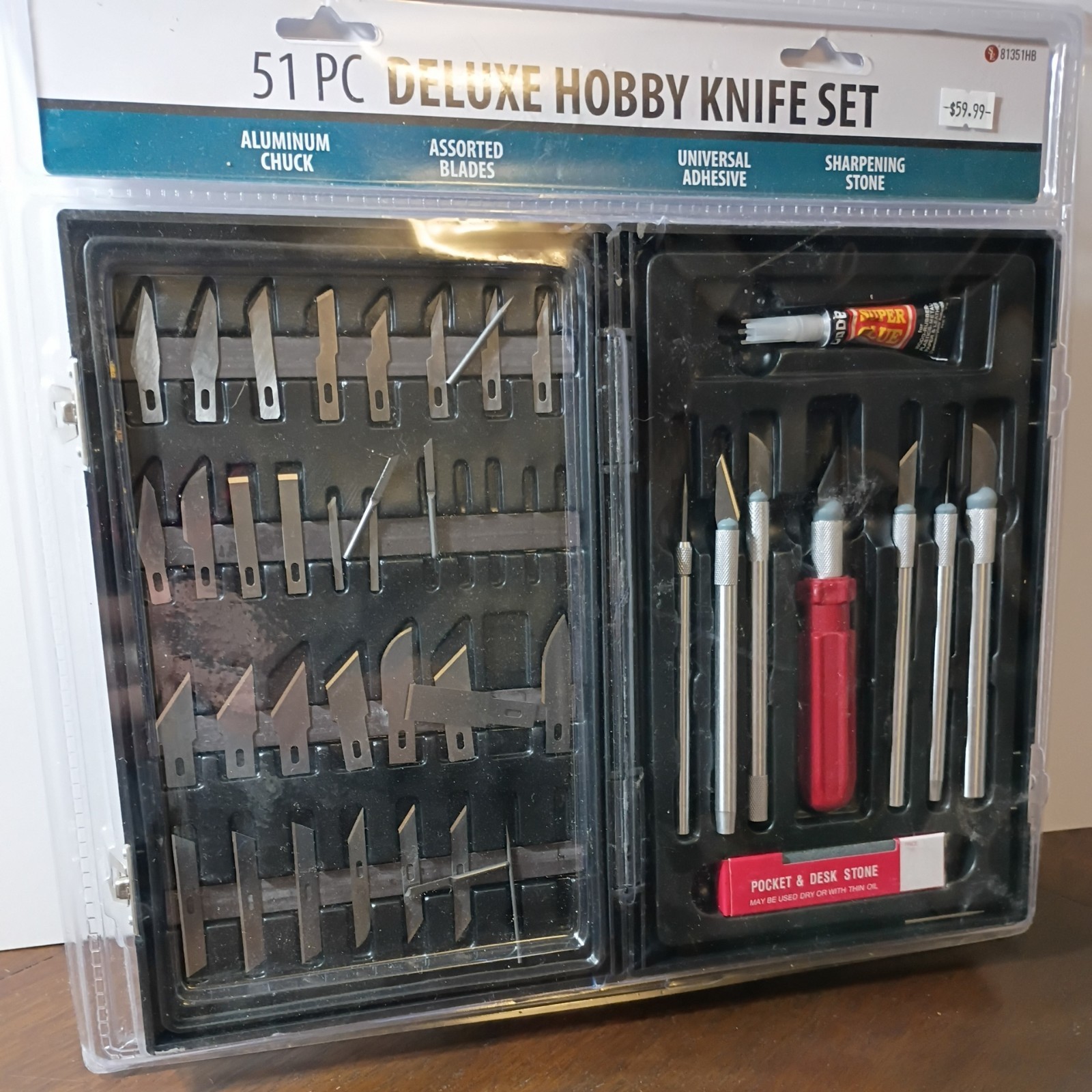Sona Enterprises 51-Piece Set: Deluxe Hobby Knife in Plastic Storage Box Sona Enterprises 51-Piece Set: Deluxe Hobby Knife in Plastic Storage Box