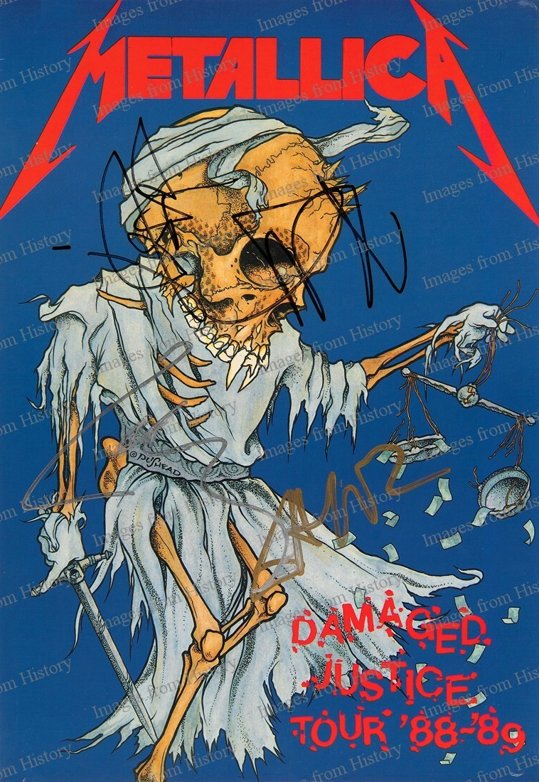 8x10 Print Metallica Rare Signed by Hetfield Ulrich Hammett Newsted 1988 Tour #M