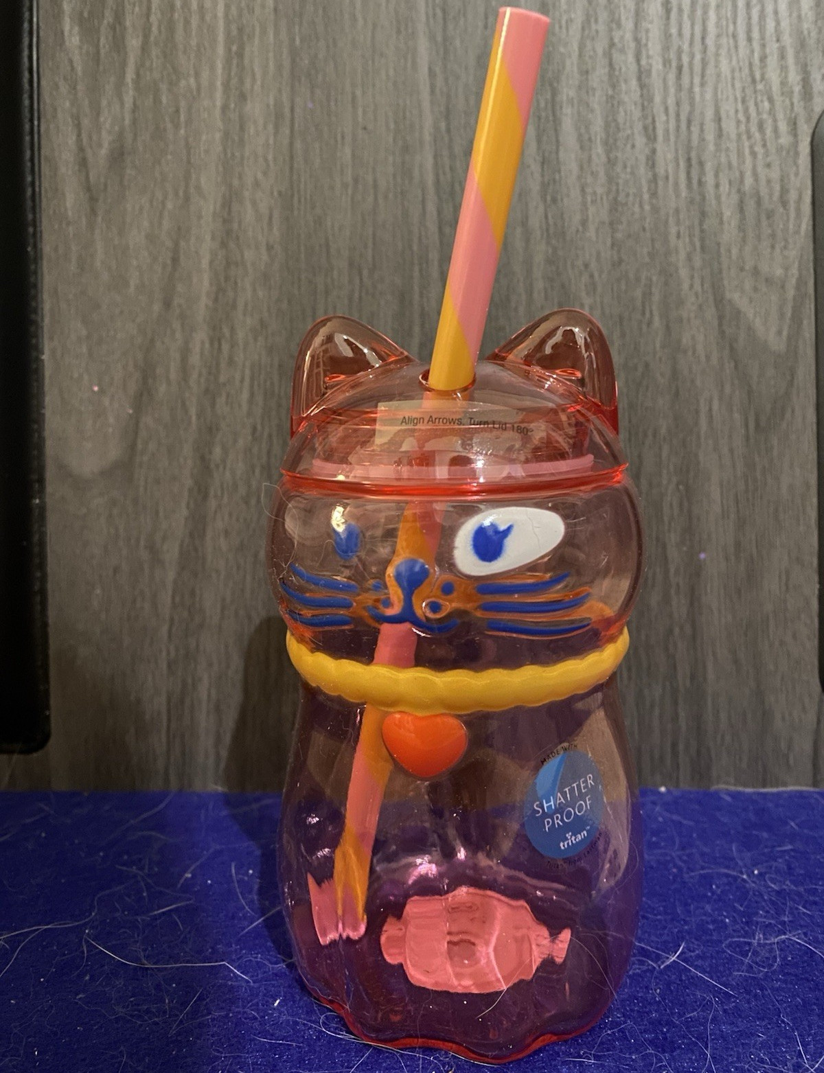 pillowfort Cat 20 oz Tritan Tumbler w/ Lid & Straw BPA Free Shatterproof