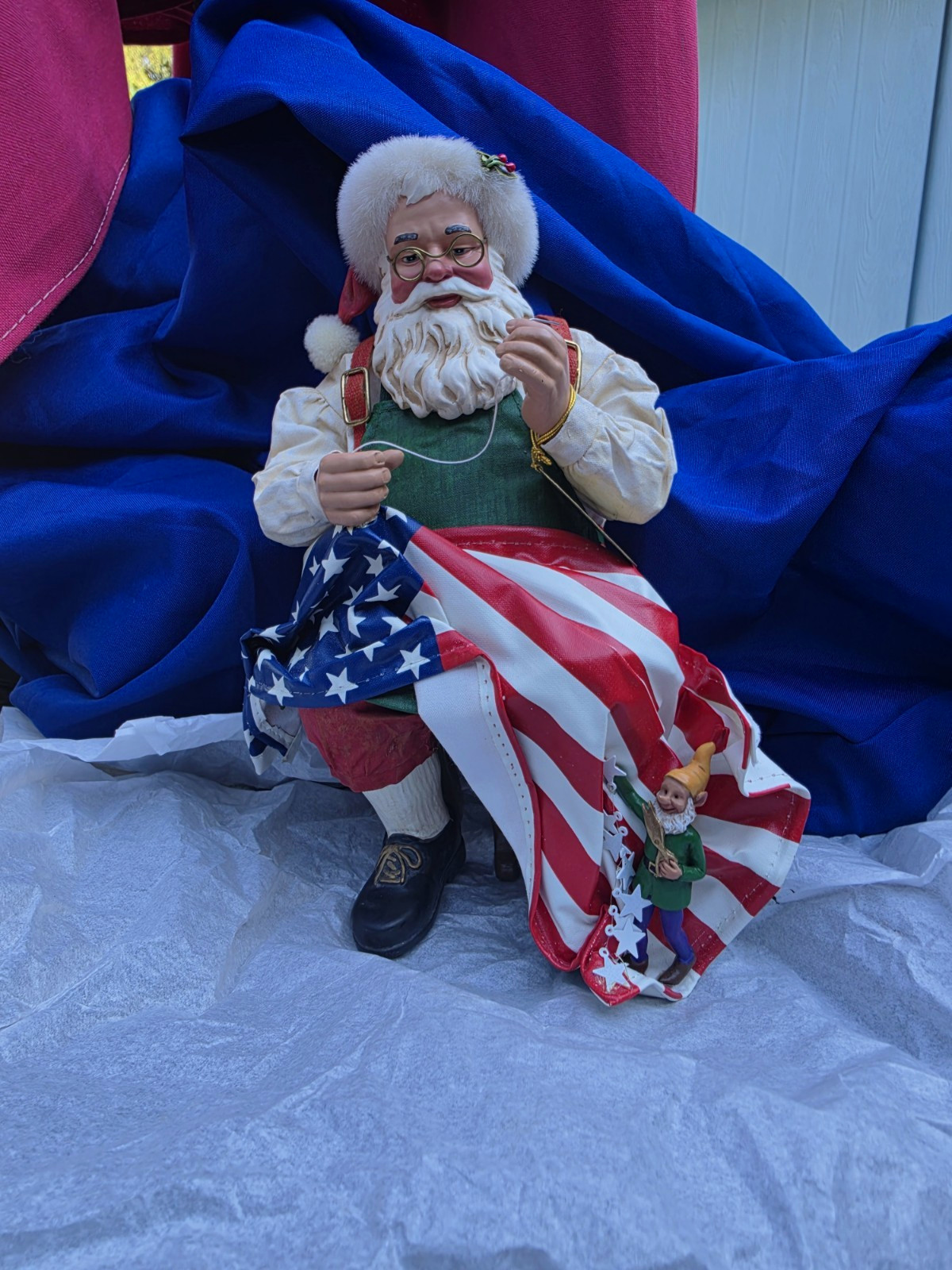 Clothique Possible Dreams Santa Figurine American Flag Stars Fabric Unboxed 2002 Clothique Possible Dreams Santa Figurine American Flag Stars Fabric Unboxed 2002
