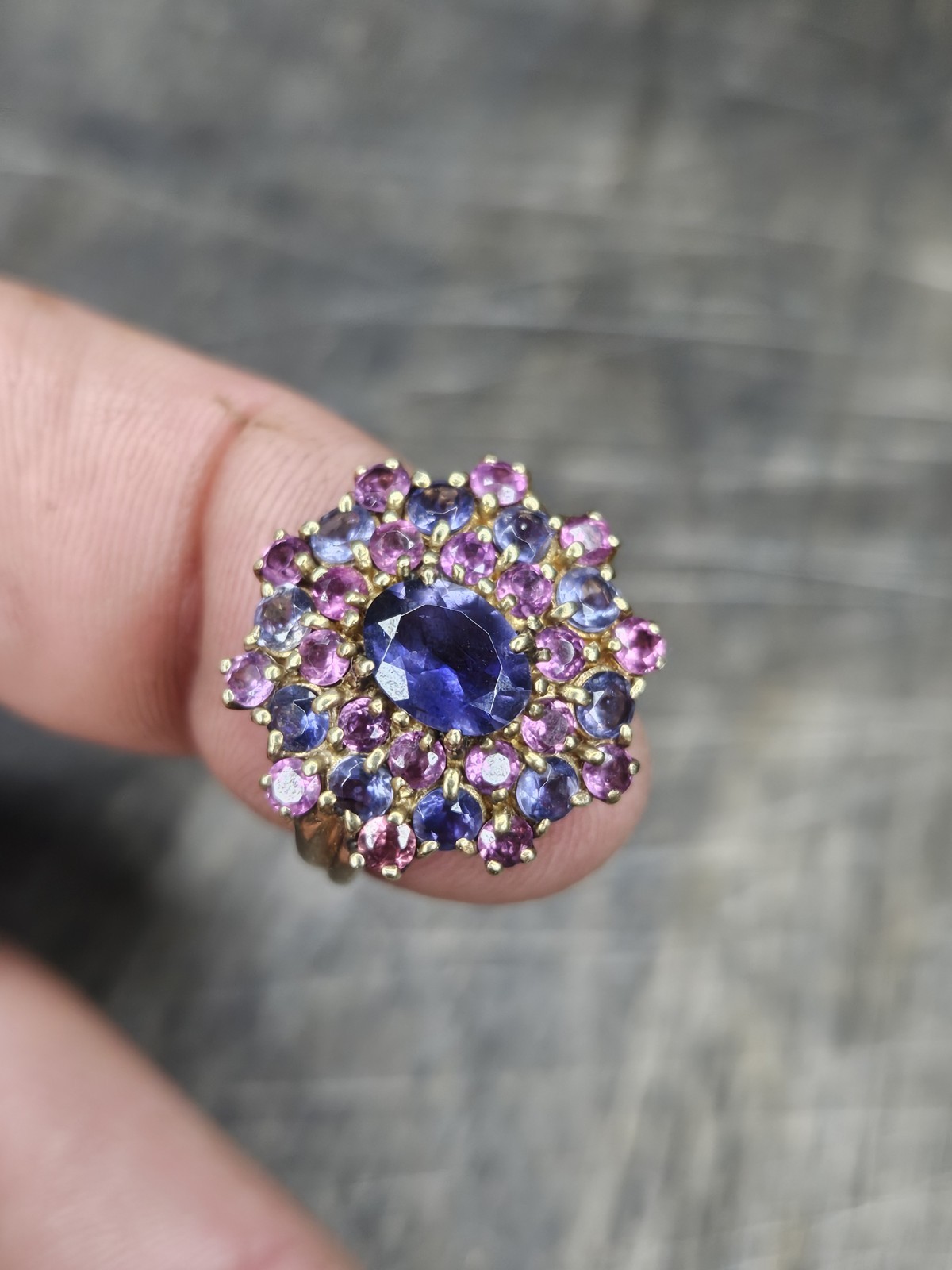 Vintage 10K Gold Tanzanite Pink Tourmaline Cluster Ring Size 9-9.25 4.8g Vintage 10K Gold Tanzanite Pink Tourmaline Cluster Ring Size 9-9.25 4.8g