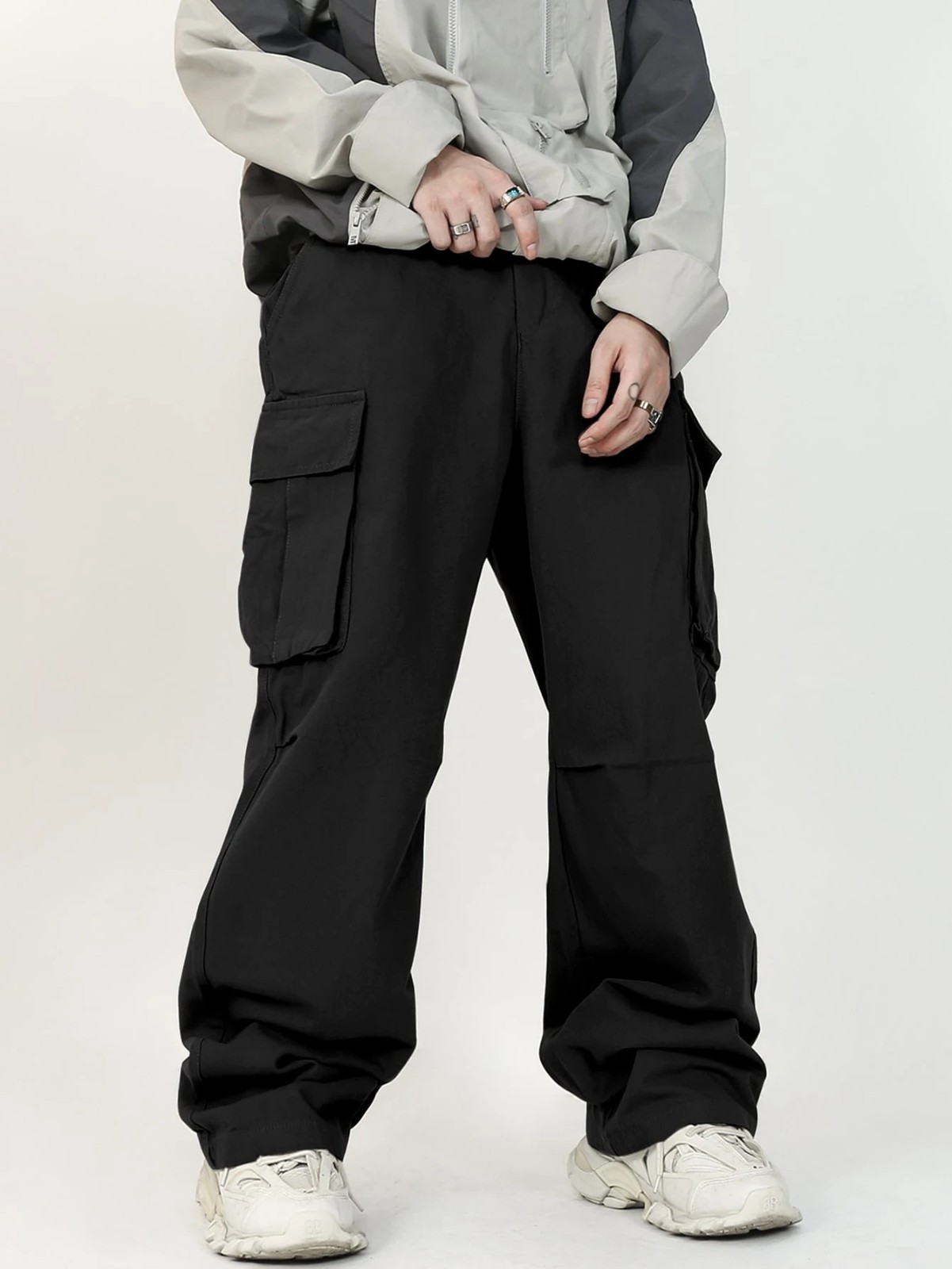 Men's Baggy Cargo Sweatpants Loose Fit Drawstring Joggers Streetwear Pants USA Men's Baggy Cargo Sweatpants Loose Fit Drawstring Joggers Streetwear Pants USA