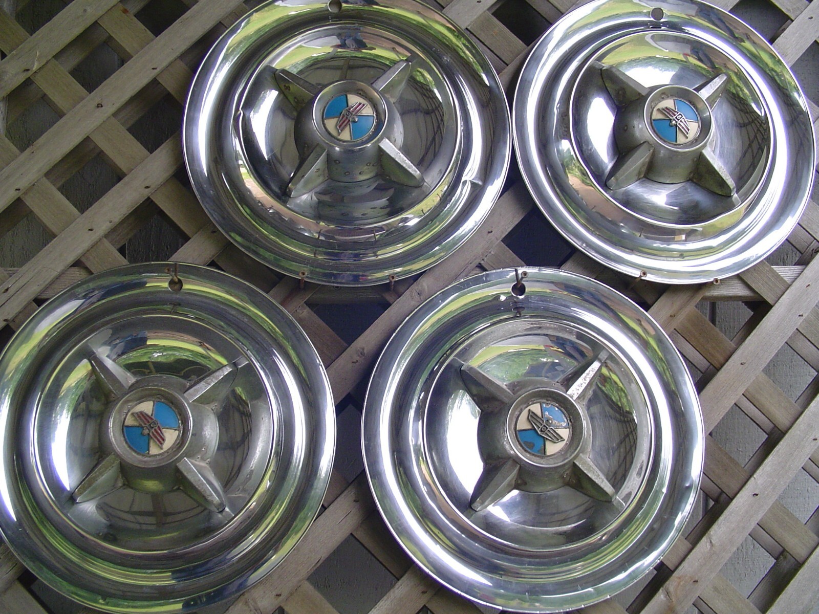 VINTAGE 1955 56 DODGE CORONET MEADOWBROOK ROYAL HUBCAPS WHEEL COVERS CENTER CAPS