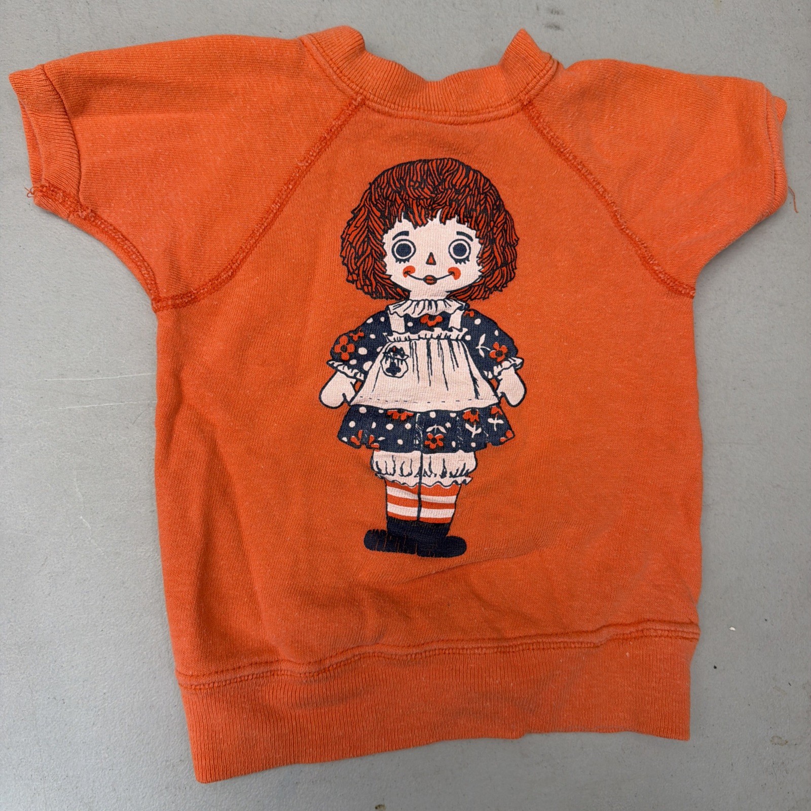 VTG 50s 60s Champion Kids Raggedy Ann Raglan Sweatshirt Terry Cloth Flat Stitch