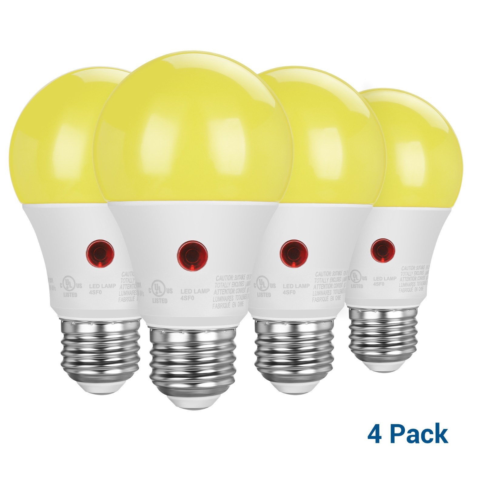 A19 Dusk to Dawn LED Outdoor Light Bulb, Yellow Bug Light Bulbs, 2000K Amber