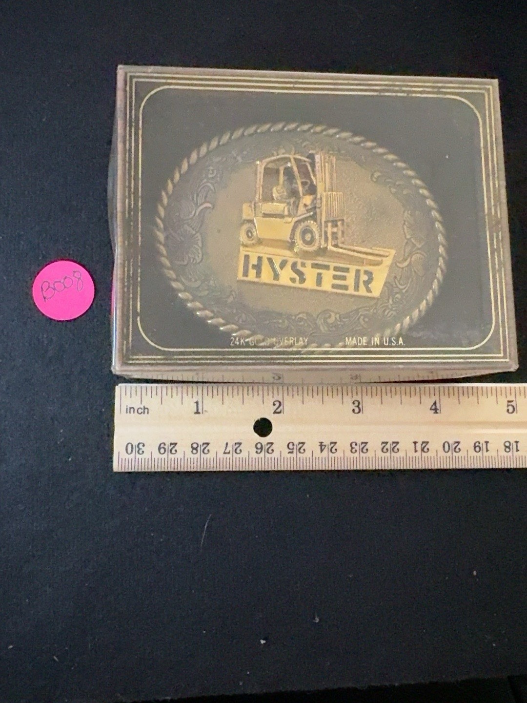 Vintage 1976 Raintree Hyster Forklift Belt Buckle 24K Gold Overlay USA B008