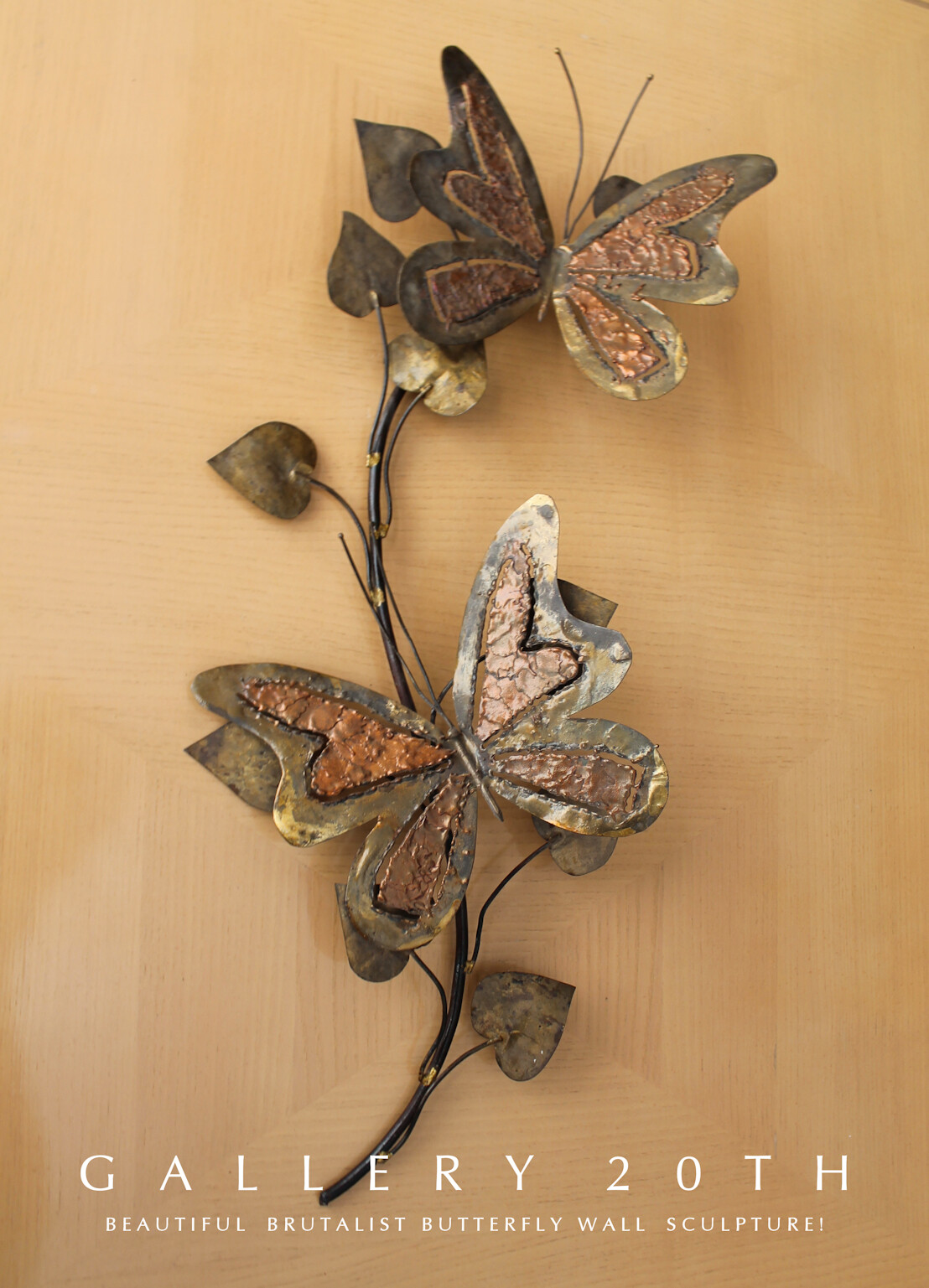 LOVELY MCM BRUTALIST BUTTERFLIES METAL WALL ART VTG 60'S ATOMIC MID CENTURY