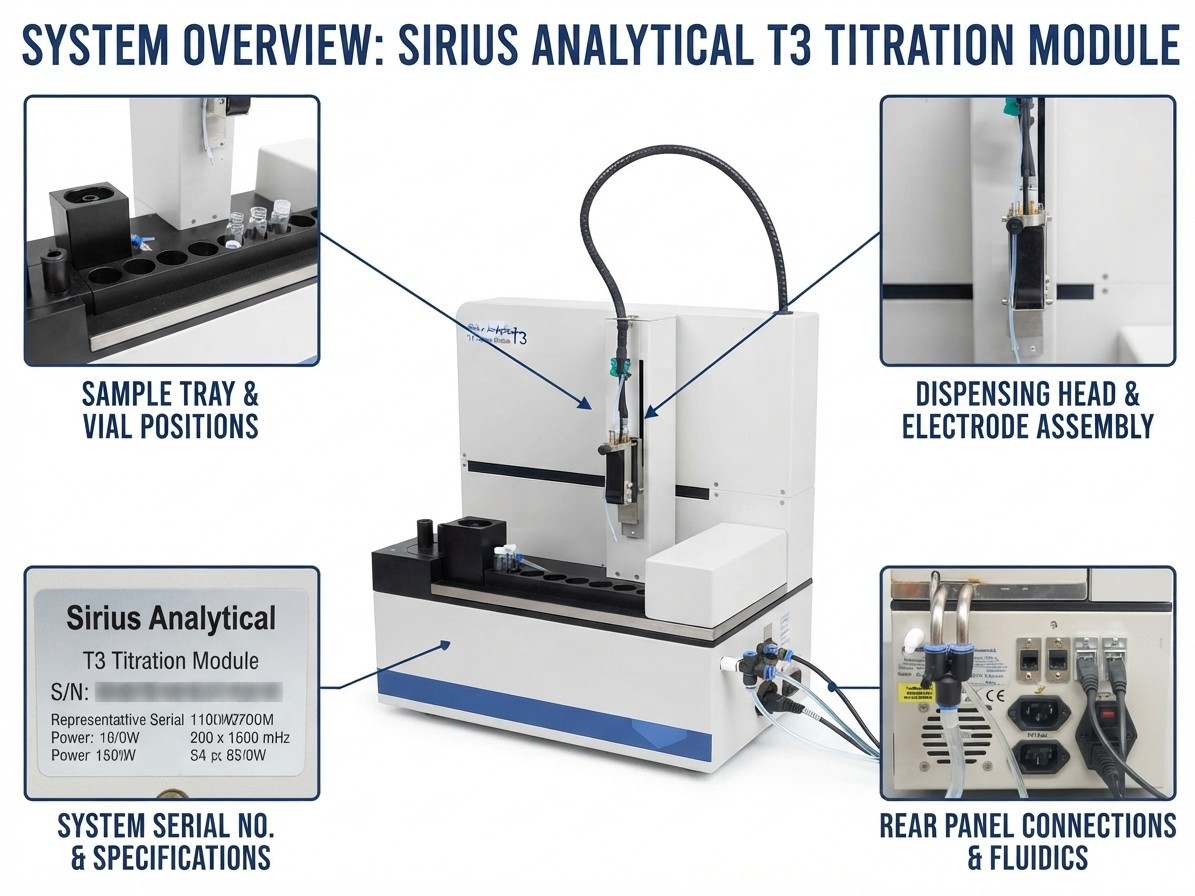 Sirius Analytical T3 Titration Module for PhysChem pKa LogP Solubility Analyzer