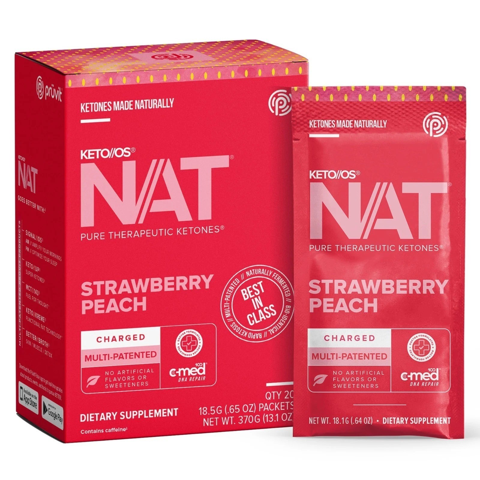 PRUVIT ketone drink  Keto Nat STRAWBERRY PEACH Charged  EXP 11/27