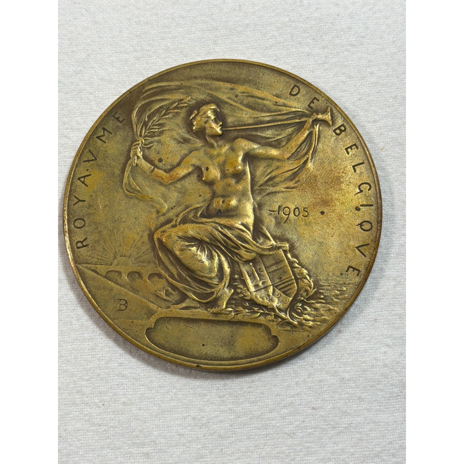 Antique 1905 Liege Exposition Universelle Bronze Medal Royaume De Belgique 70mm