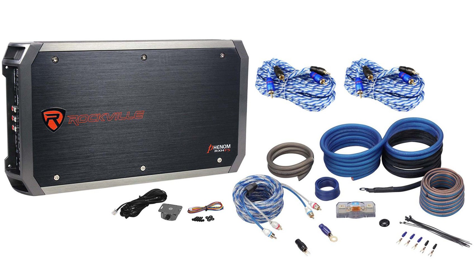 Rockville RXH-F5 3200 Watt/800w CEA RMS 5 Channel Car Stereo Amplifier+Amp Kit