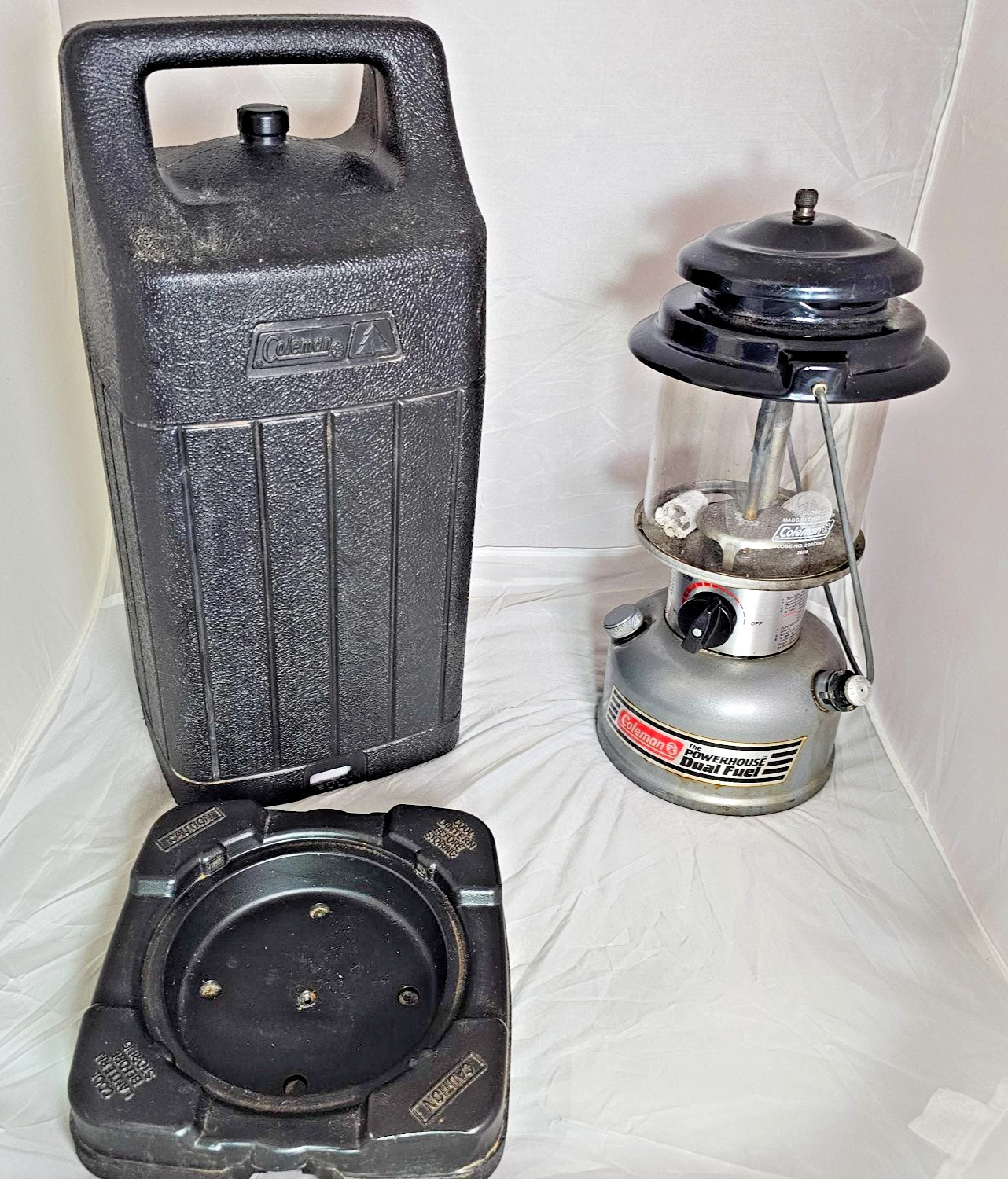Coleman the Powerhouse Dual Fuel 295 Camping Lantern Silver Metal Bail Handle Coleman the Powerhouse Dual Fuel 295 Camping Lantern Silver Metal Bail Handle