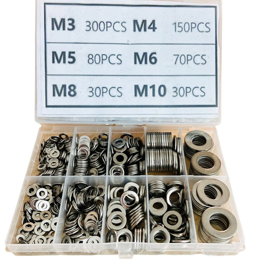 660PCS 304 Stainless Steel Washers Flat Washer Assortment Set Kit 6 Sizes 660PCS 304 Stainless Steel Washers Flat Washer Assortment Set Kit 6 Sizes