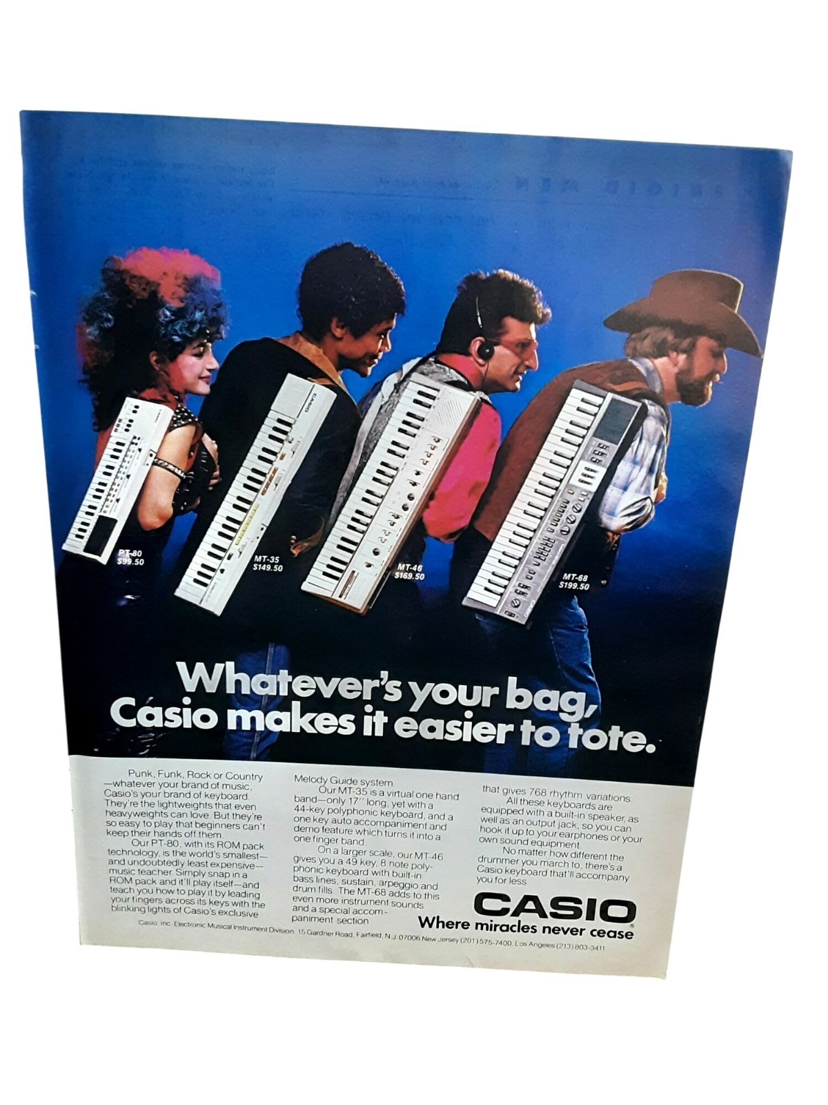 1984 Casio Electronic Keyboard Ad Punk Rock Music Vintage 1984 Casio Electronic Keyboard Ad Punk Rock Music Vintage