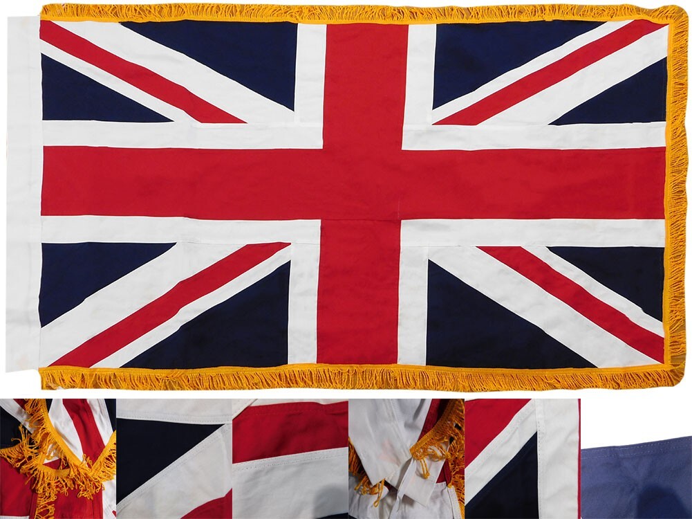 3x5 Embroidered UK United Kingdom British Sleeve Fringe 100% Cotton Flag 3'x5'