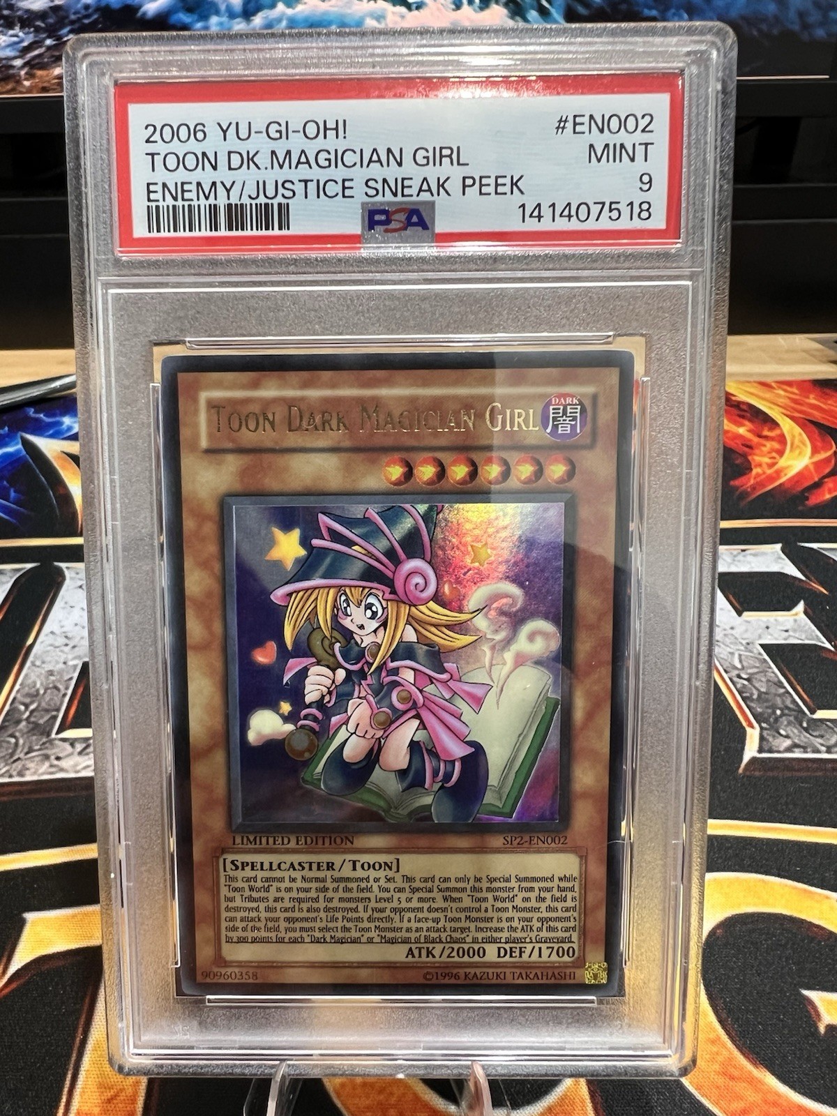 Yu-Gi-Oh Toon Dark Magician Girl SP2-EN002 PSA 9 - Enemy of Justice 2006 Yu-Gi-Oh Toon Dark Magician Girl SP2-EN002 PSA 9 - Enemy of Justice 2006
