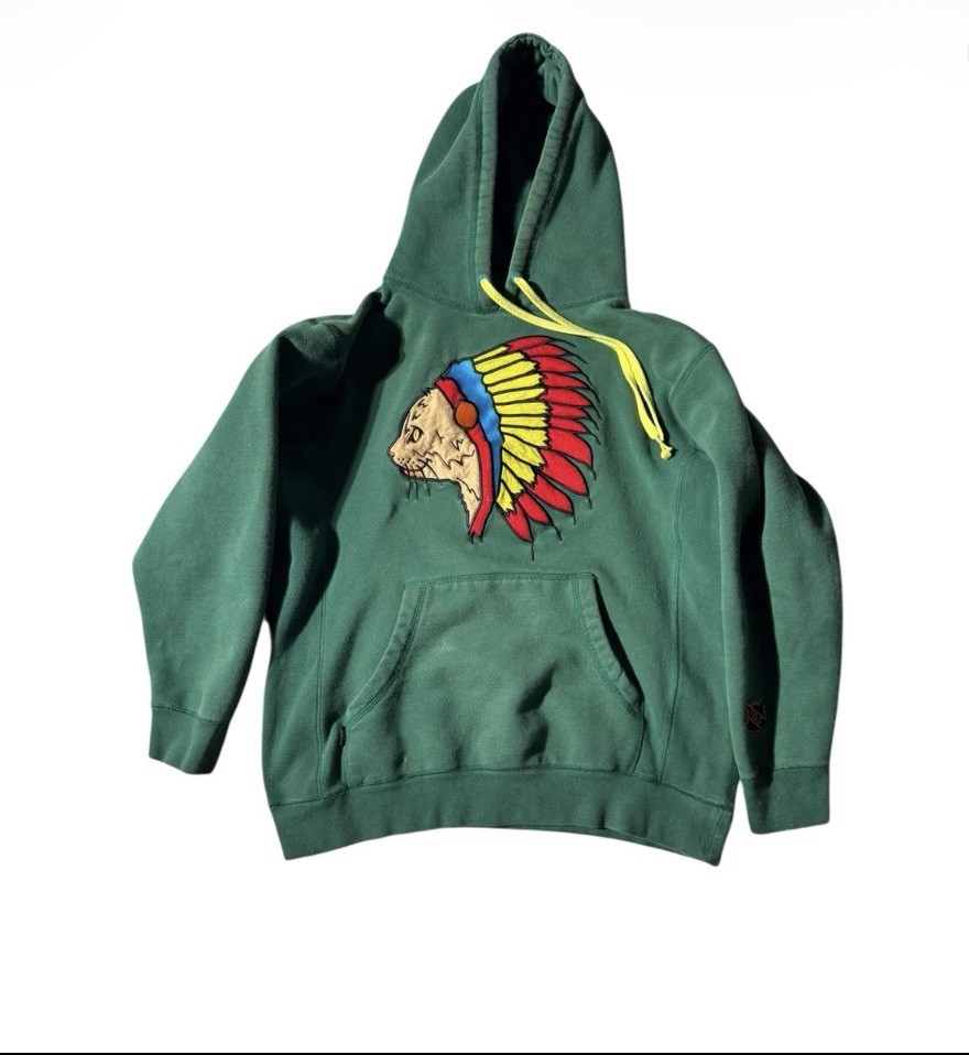 Golf Wang Hoodie Native Cat Tyler The Creator Men\'s M Green Embroidered Indian Golf Wang Hoodie Native Cat Tyler The Creator Men\'s M Green Embroidered Indian