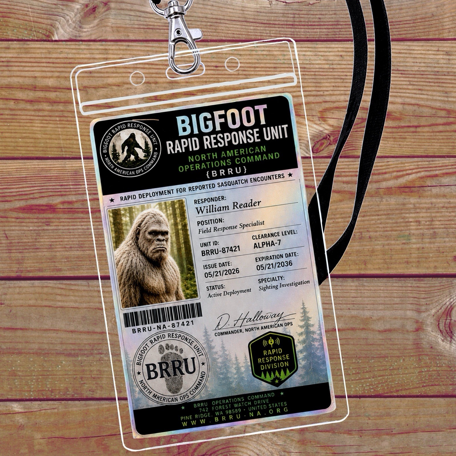 Bigfoot Rapid Response ID Card: Personalized.